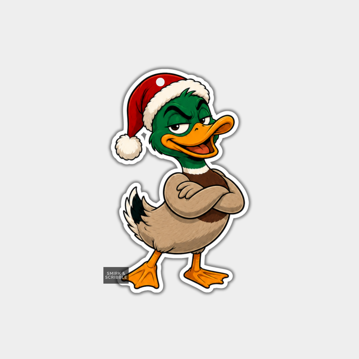 Funny Christmas Gift Tags - Cute Cheeky Duck In Santa Hat