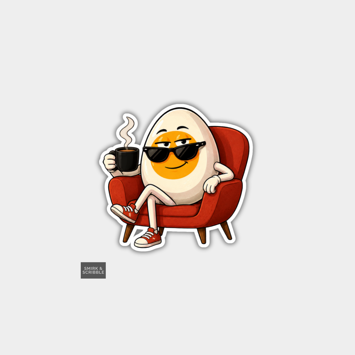 Funny Die Cut Vinyl Sticker - Egg & Coffee