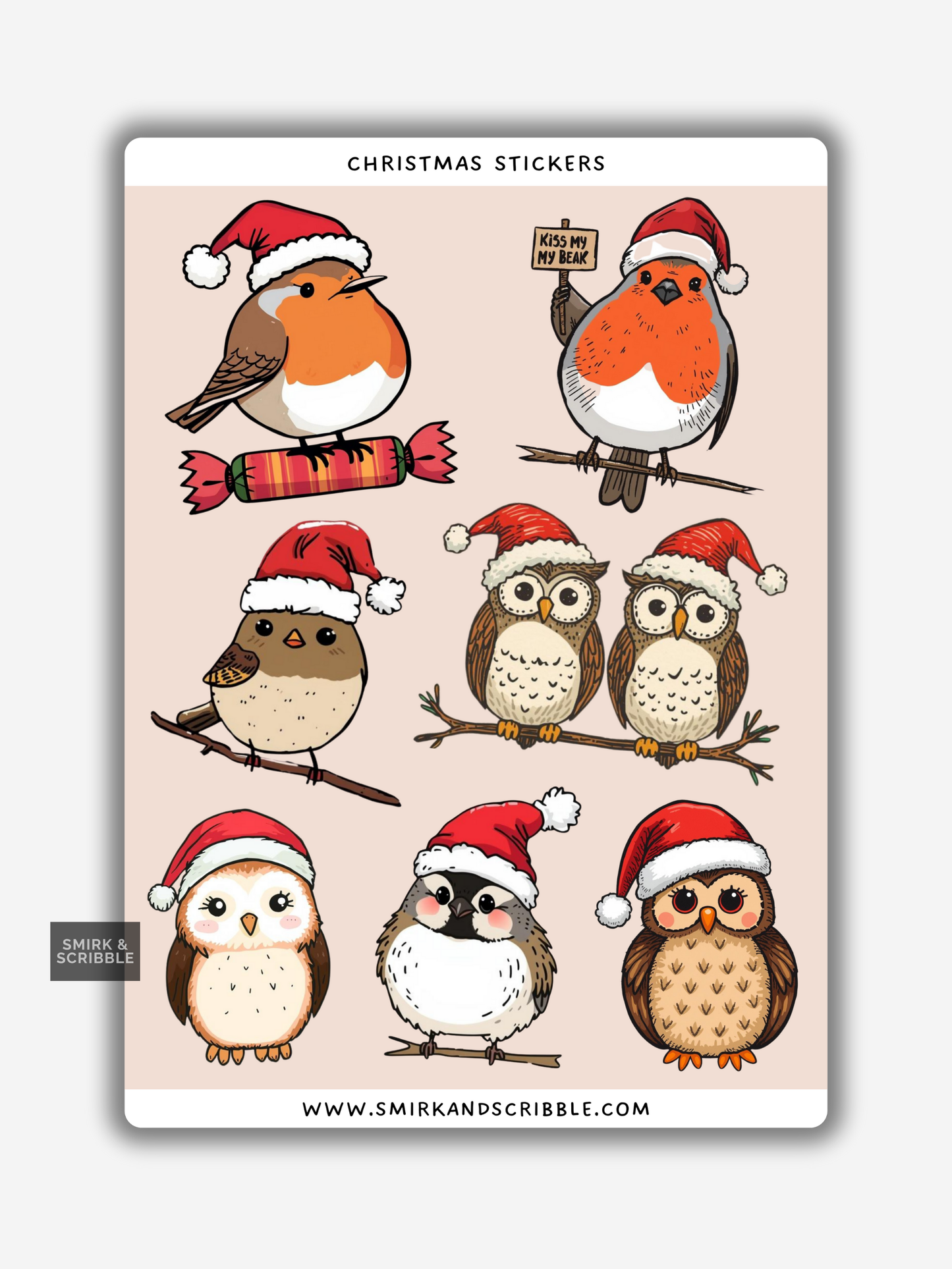 Christmas Birds Sticker Sheet
