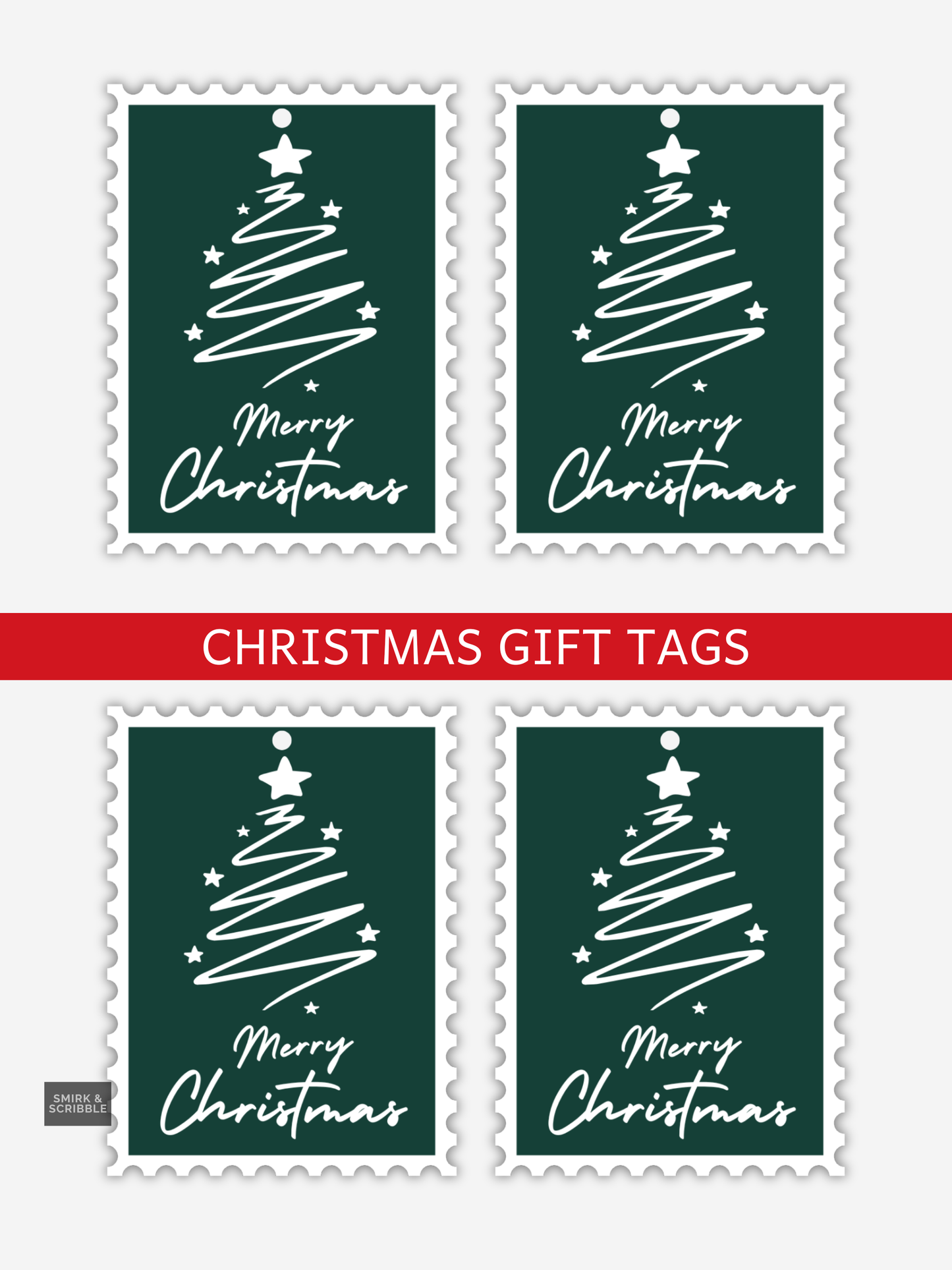 Green Merry Christmas Gift Tags