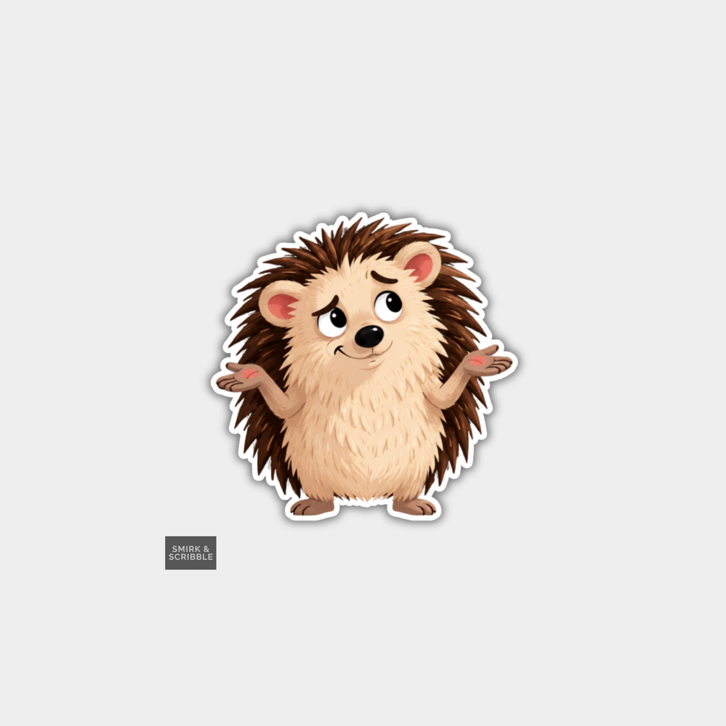 Funny Die Cut Vinyl Sticker - Cute Confused Hedgehog