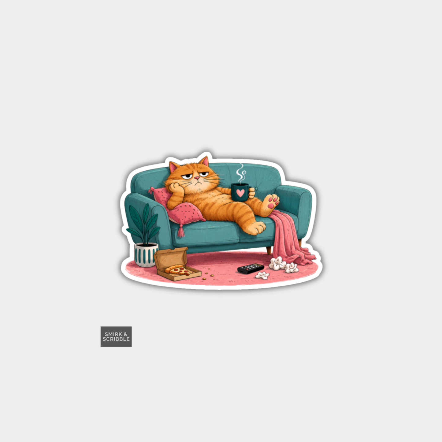 Funny Die Cut Vinyl Sticker - Cat On Sofa