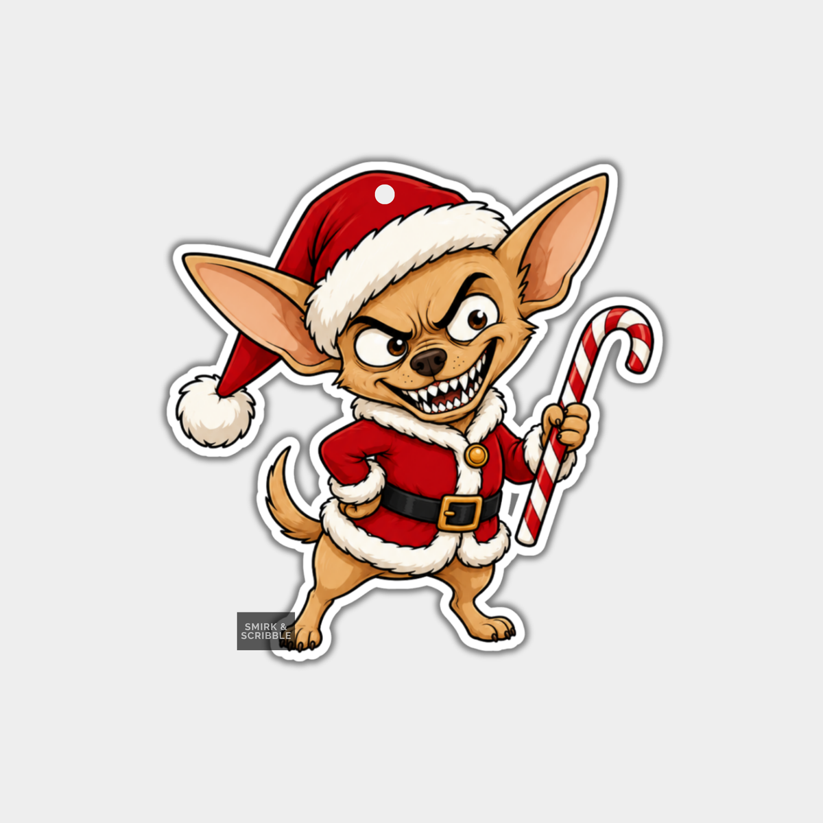 Funny Christmas Gift Tags - Cute Cheeky Santa Chihuahua