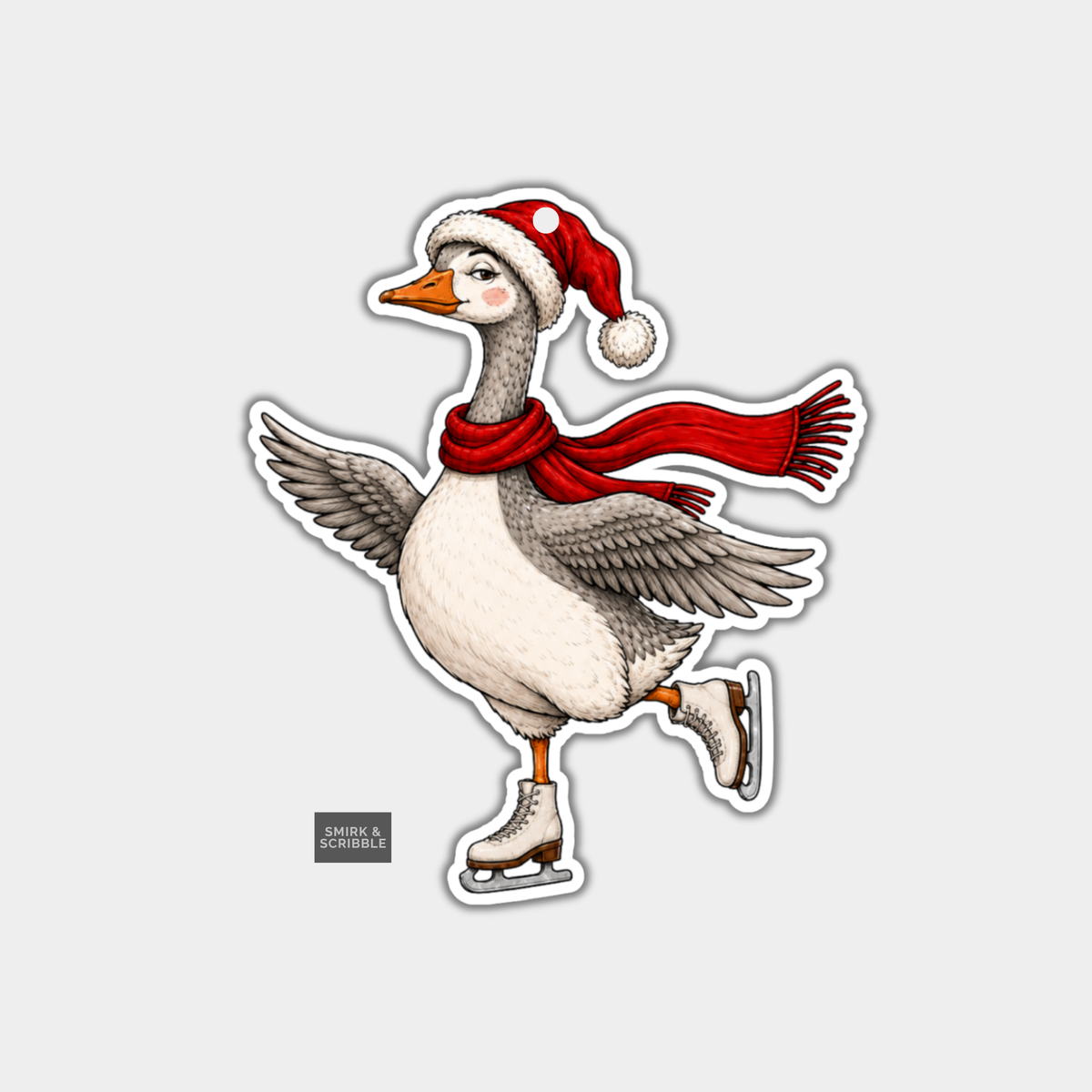 Funny Christmas Gift Tags - Judgy Skating Goose Skating