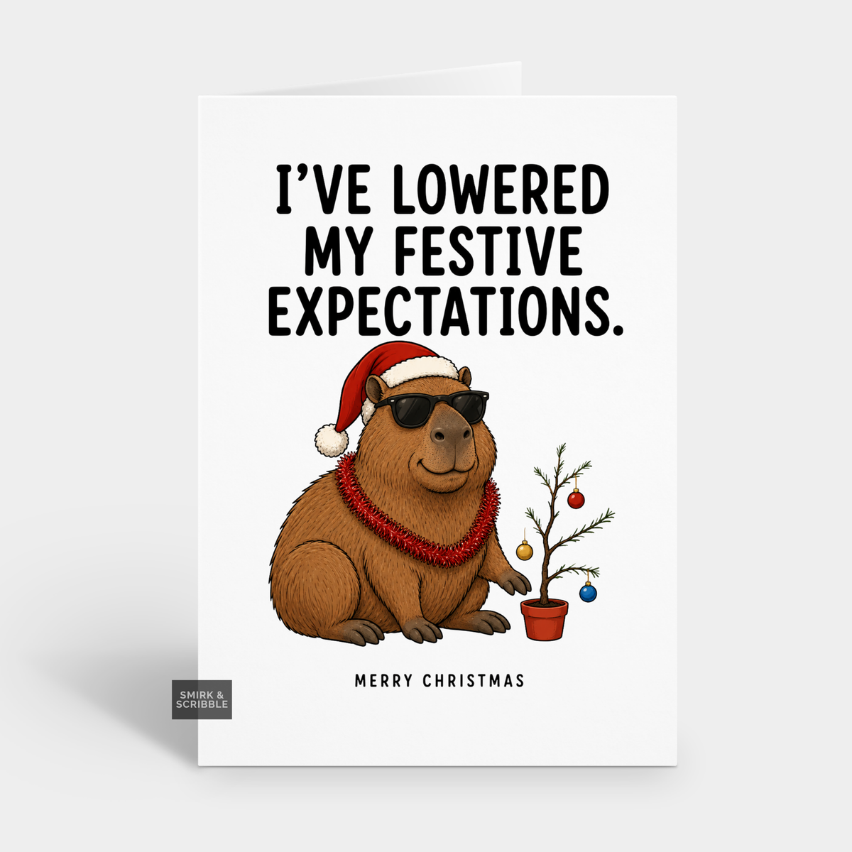 Funny Christmas Card - Expectations Capybara