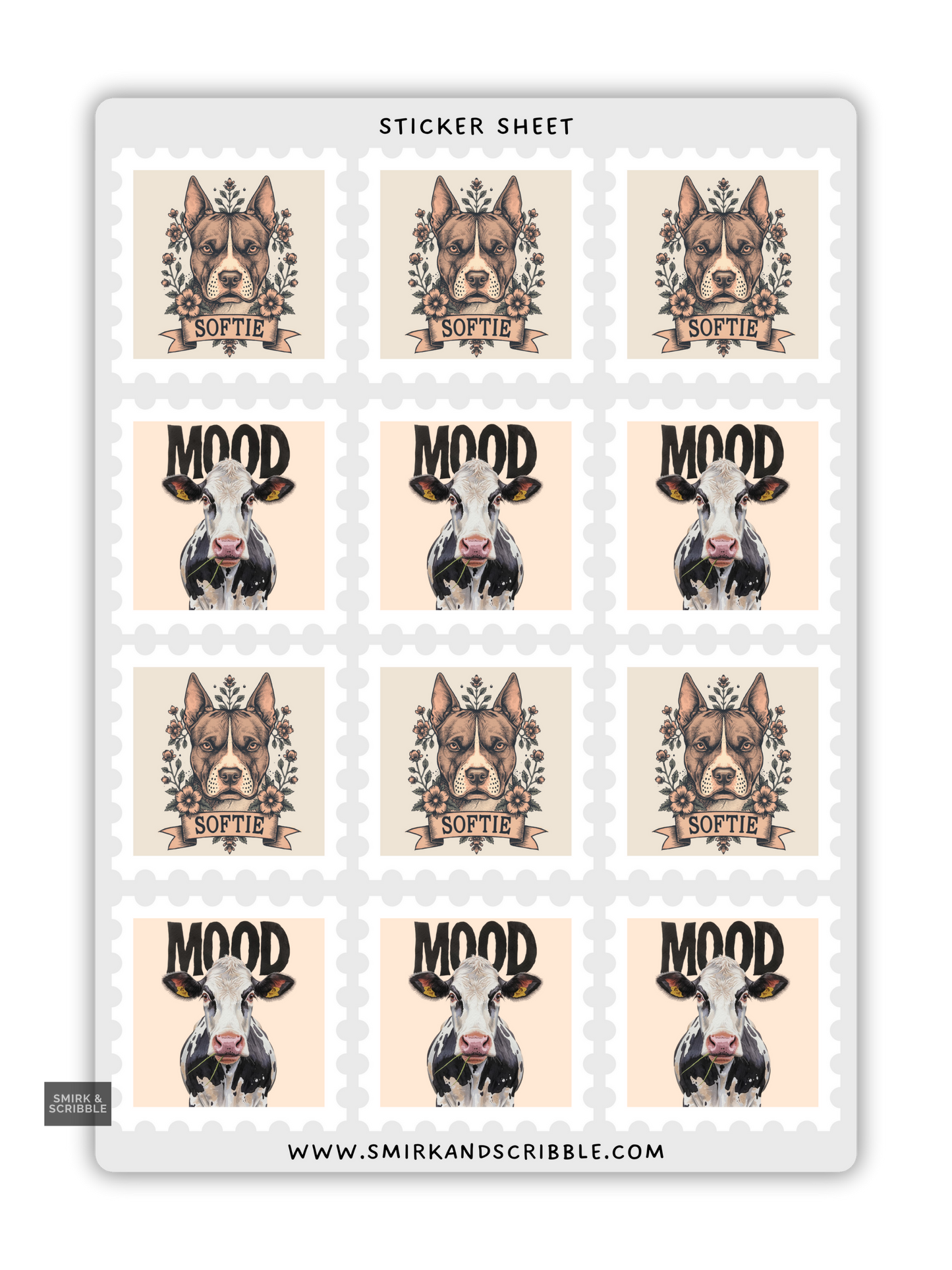 Dog & Cow Stamp Stickers