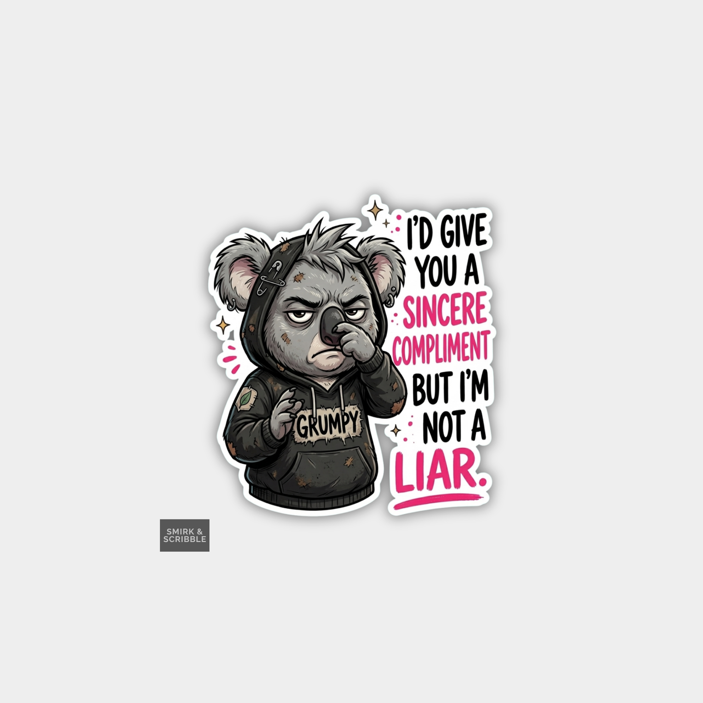 Funny Snarky Joke Vinyl Sticker - Not A Liar Koala
