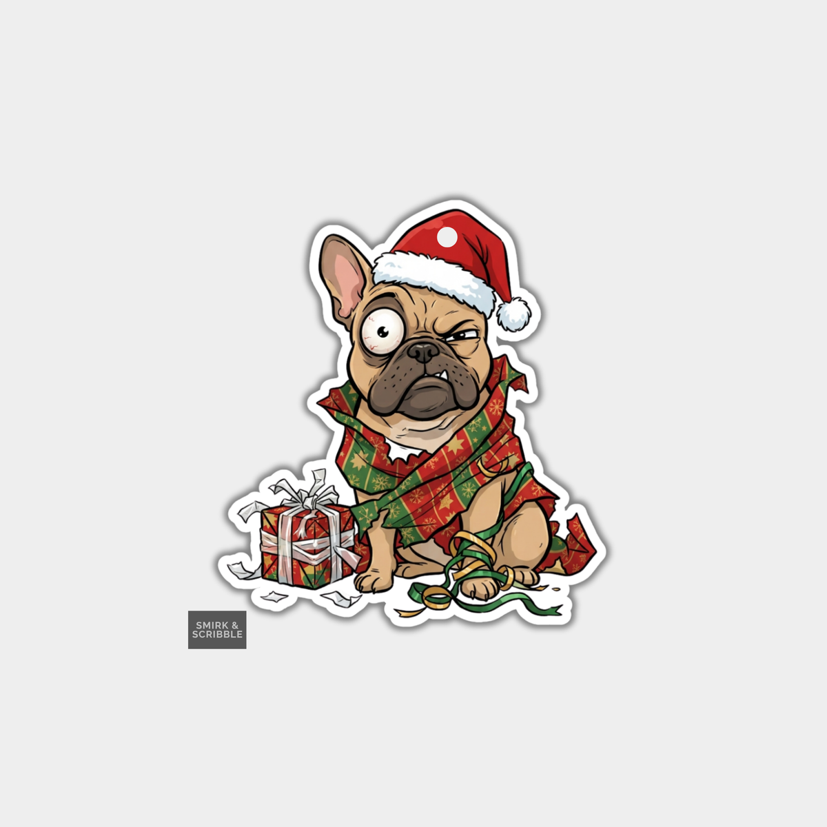 Funny Christmas Gift Tags - Angry Dog In Wrapping