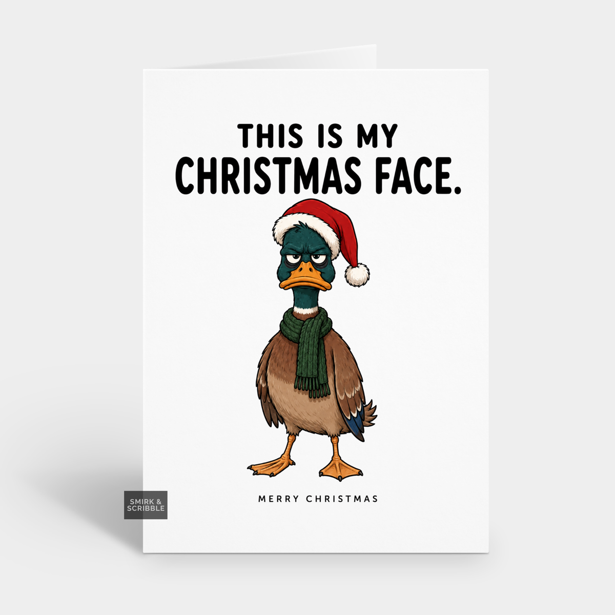 Funny Christmas Card - Grumpy Face Duck