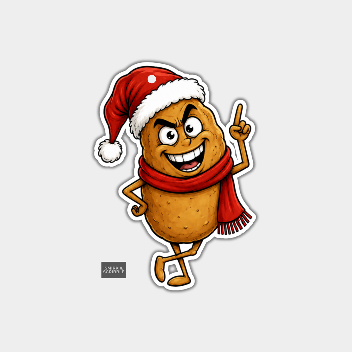 Funny Christmas Gift Tags - Cute Cheeky Potato In Santa Hat
