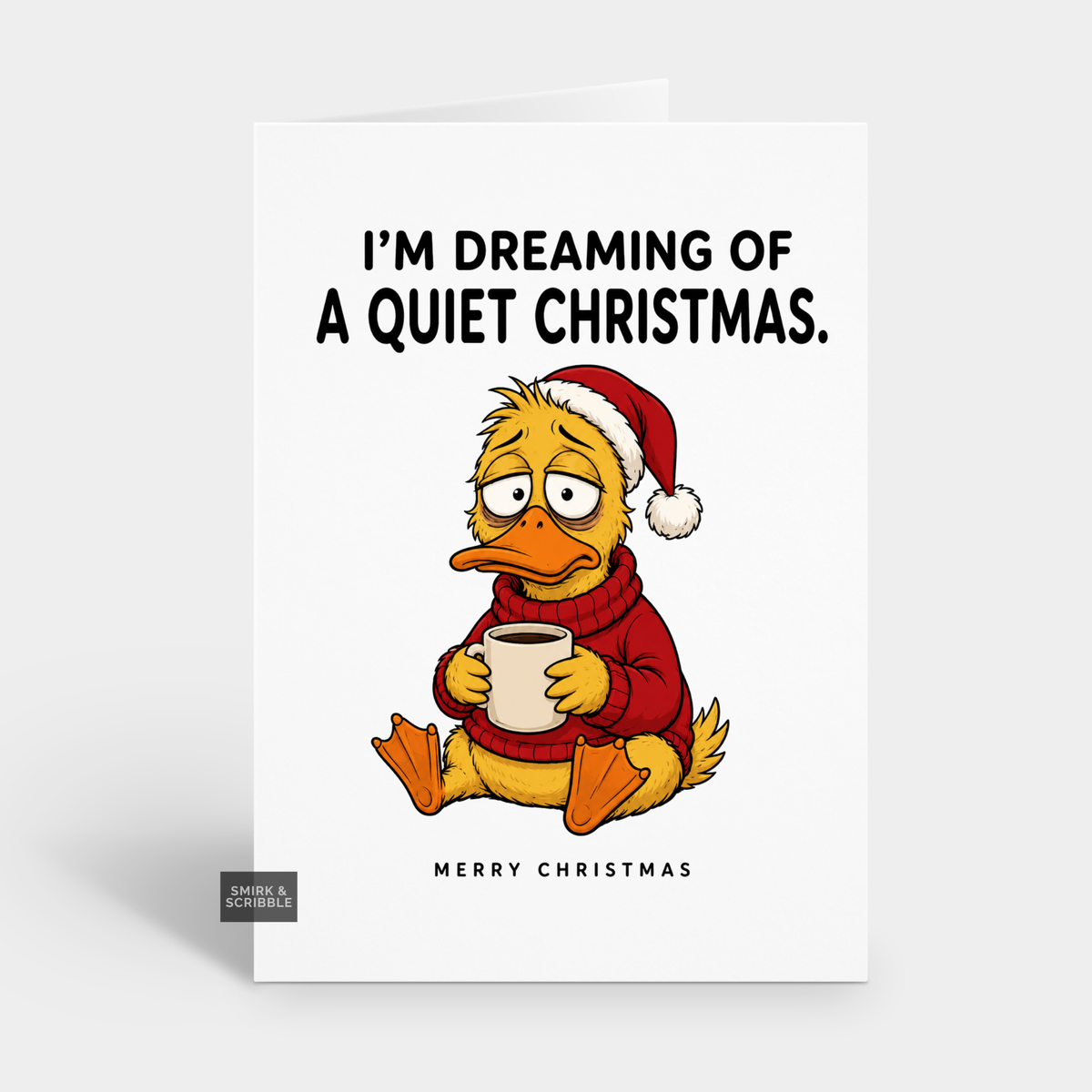 Funny Christmas Card - Dreaming Yellow Duck