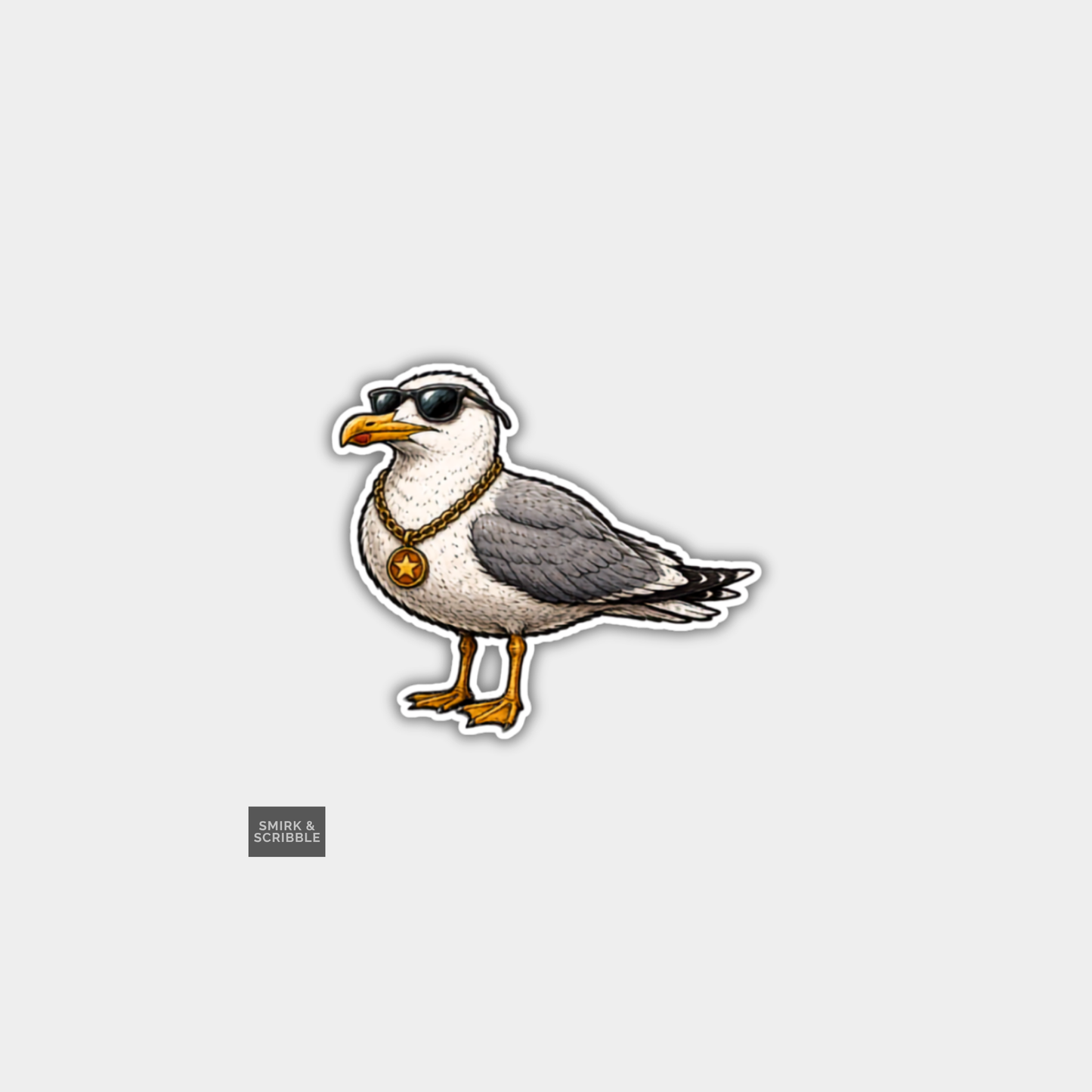 Funny Die Cut Vinyl Sticker - Cool Seagull