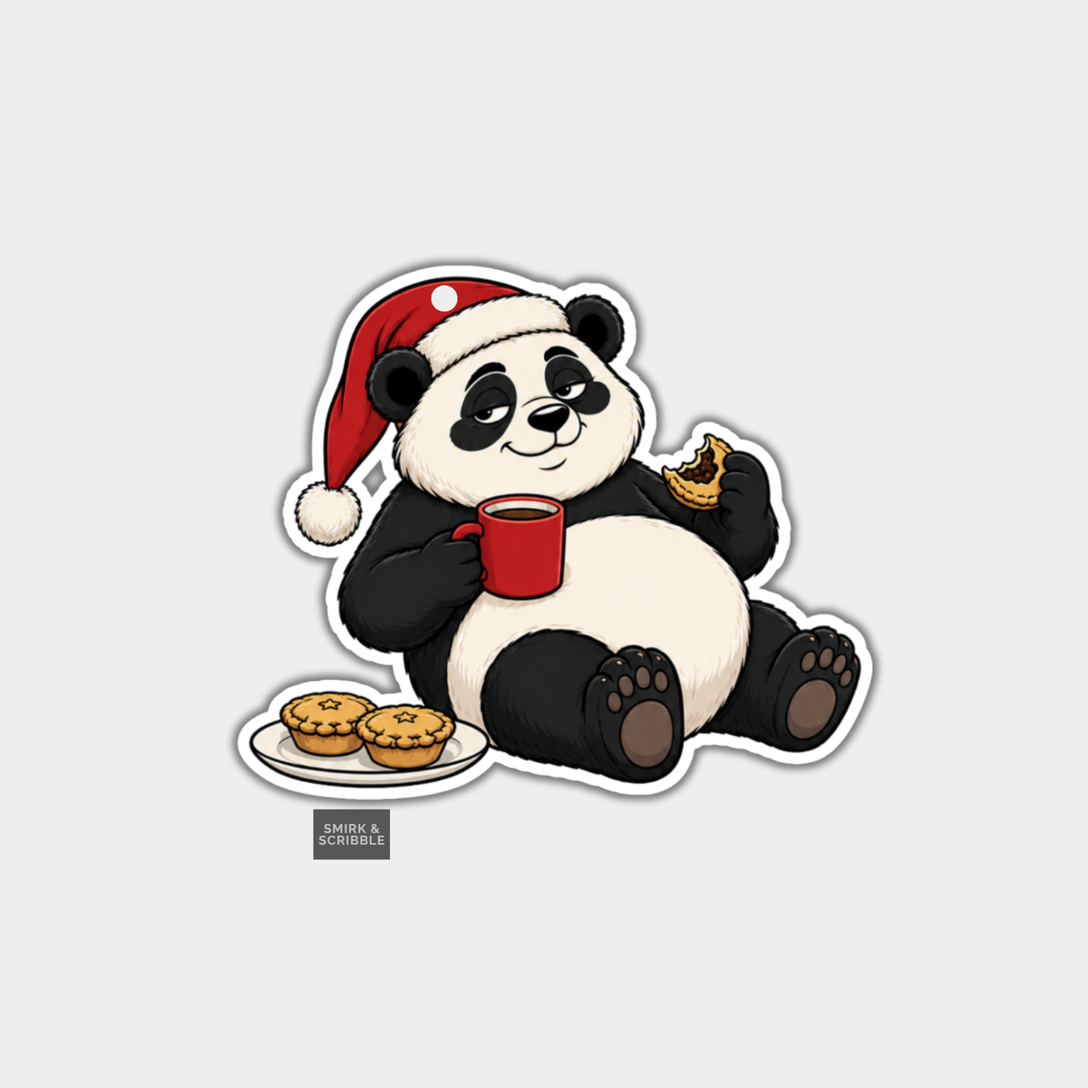 Funny Christmas Gift Tags - Cute Cheeky Panda & Mince Pies