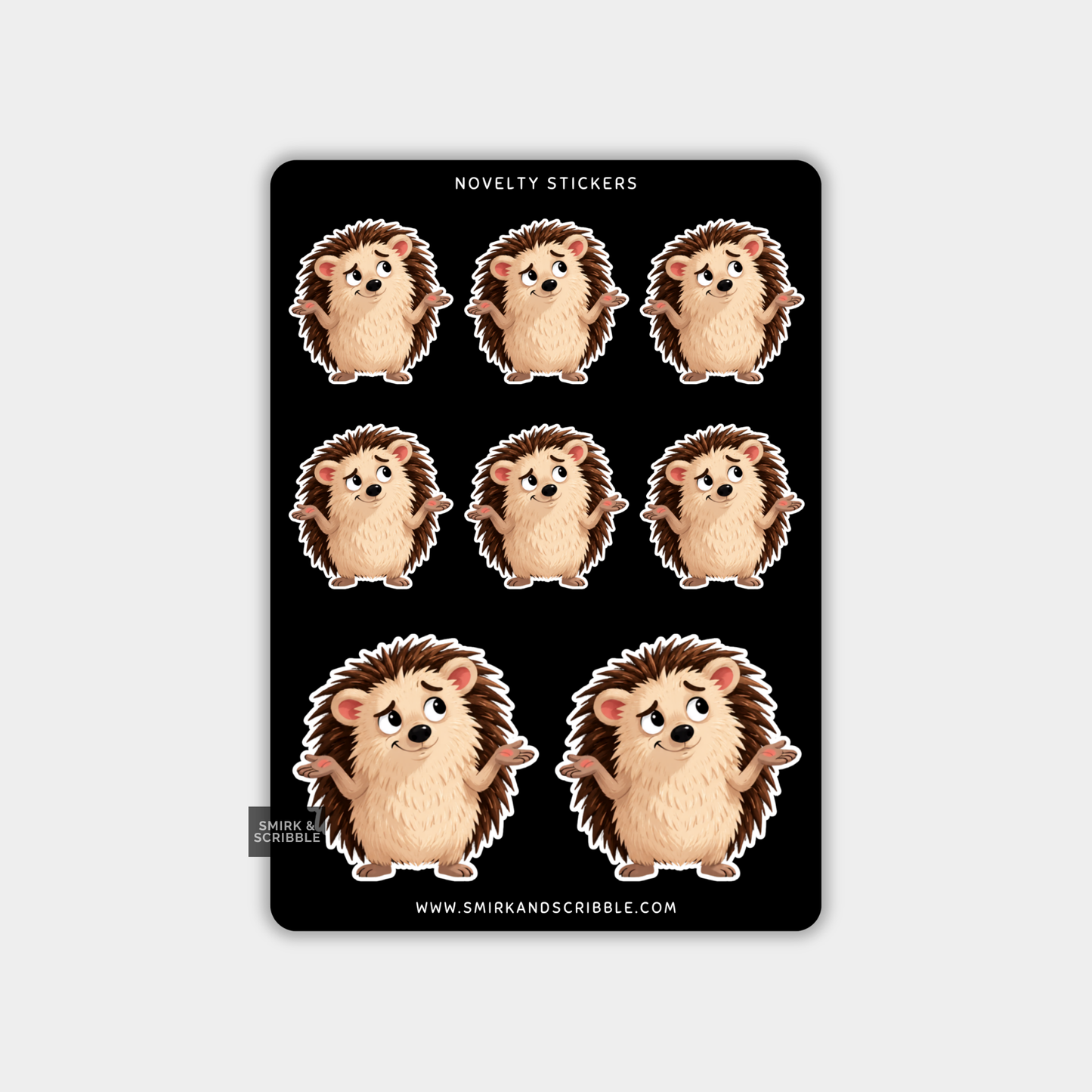 Funny Vinyl Sticker Sheet - Cute Hedgehog