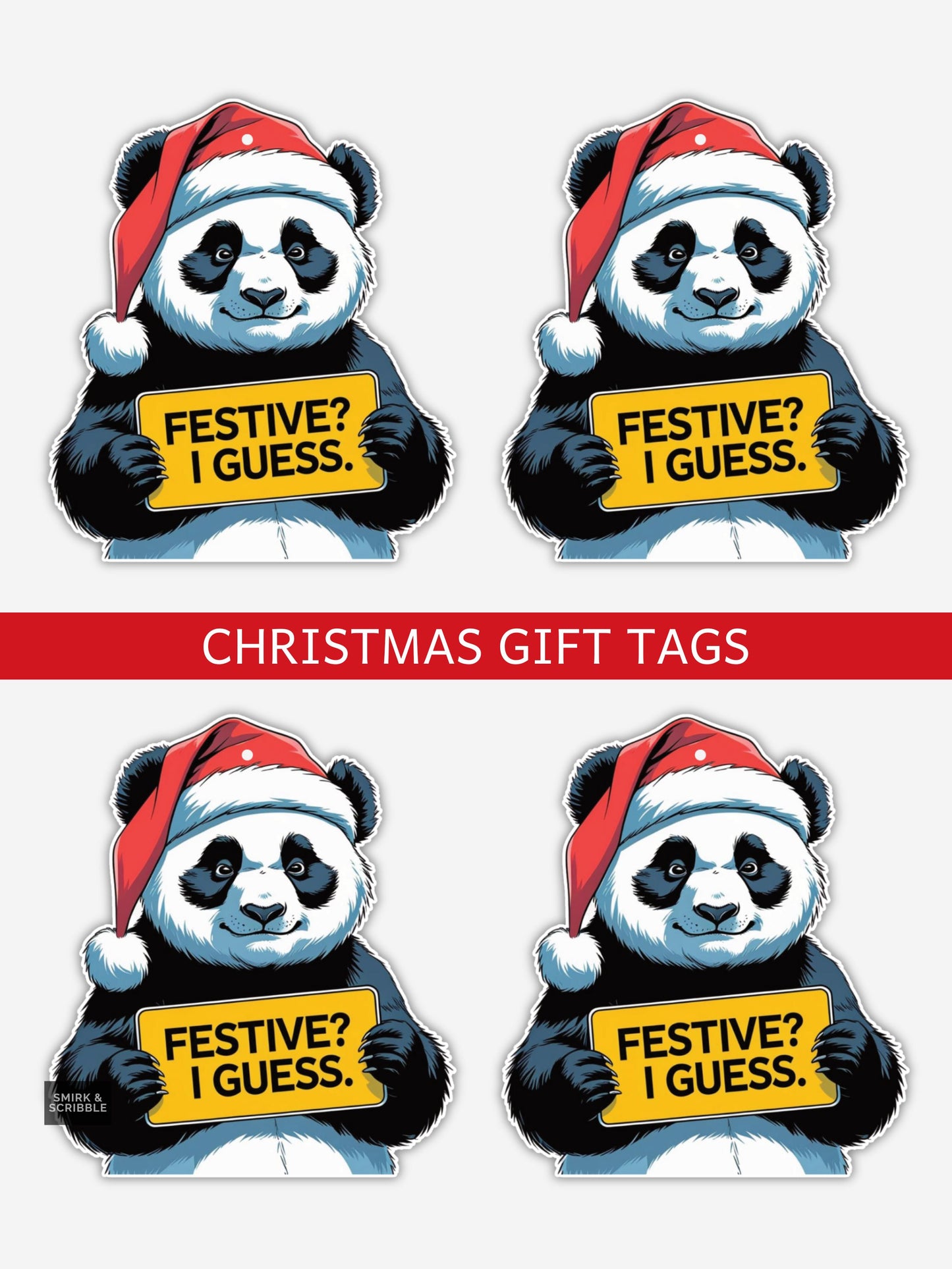 Panda Christmas Gift Tags