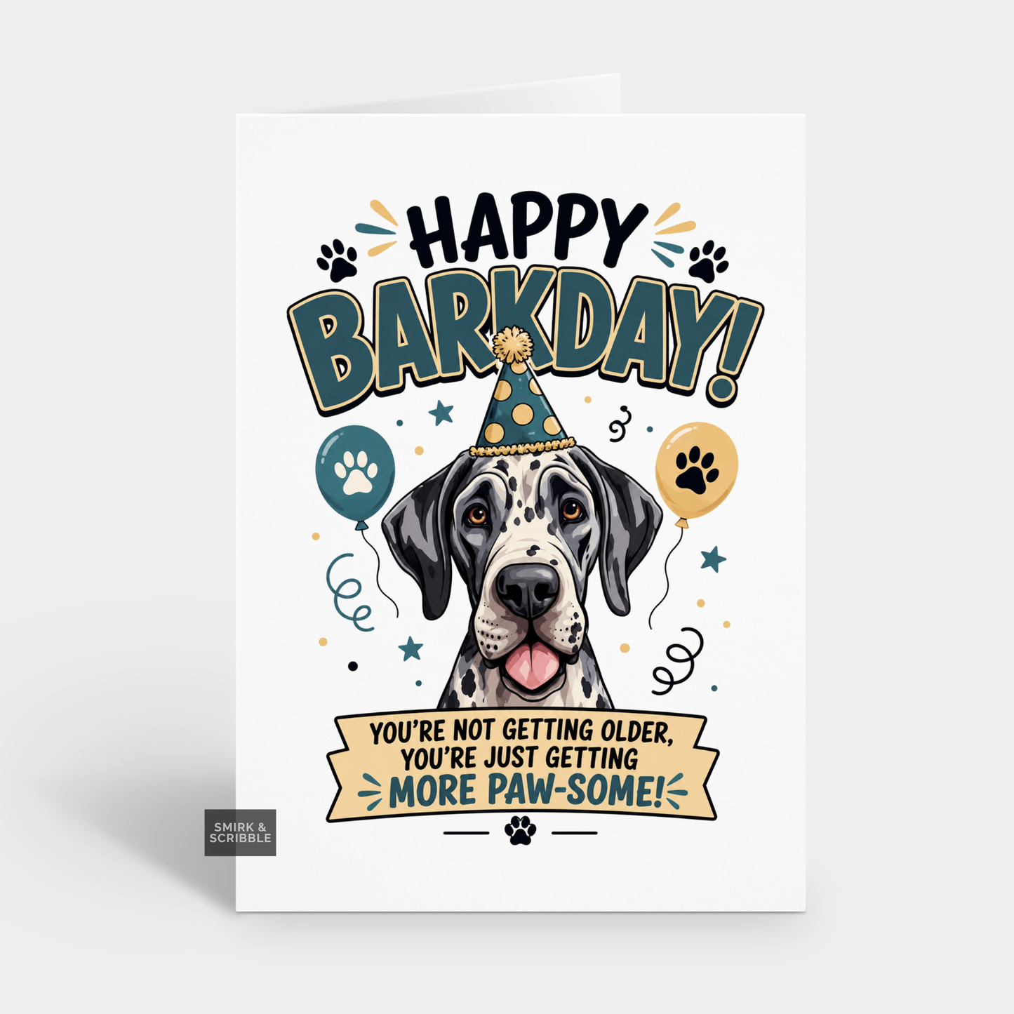 Funny Birthday Card - Barkday Pawsome