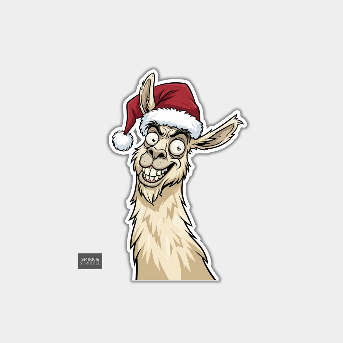 Funny Christmas Sticker - Cheeky Posing Llama