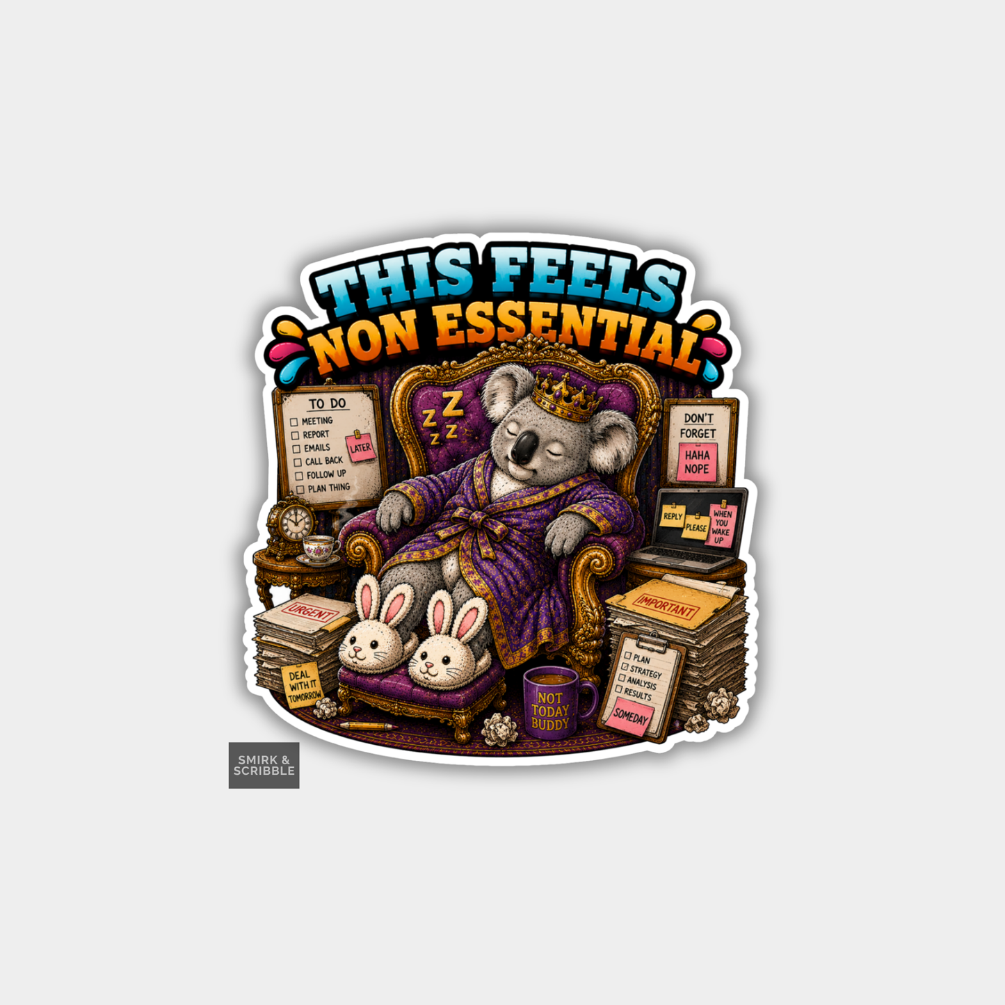 Funny Vinyl Die Cut Sticker - Non Essential Koala