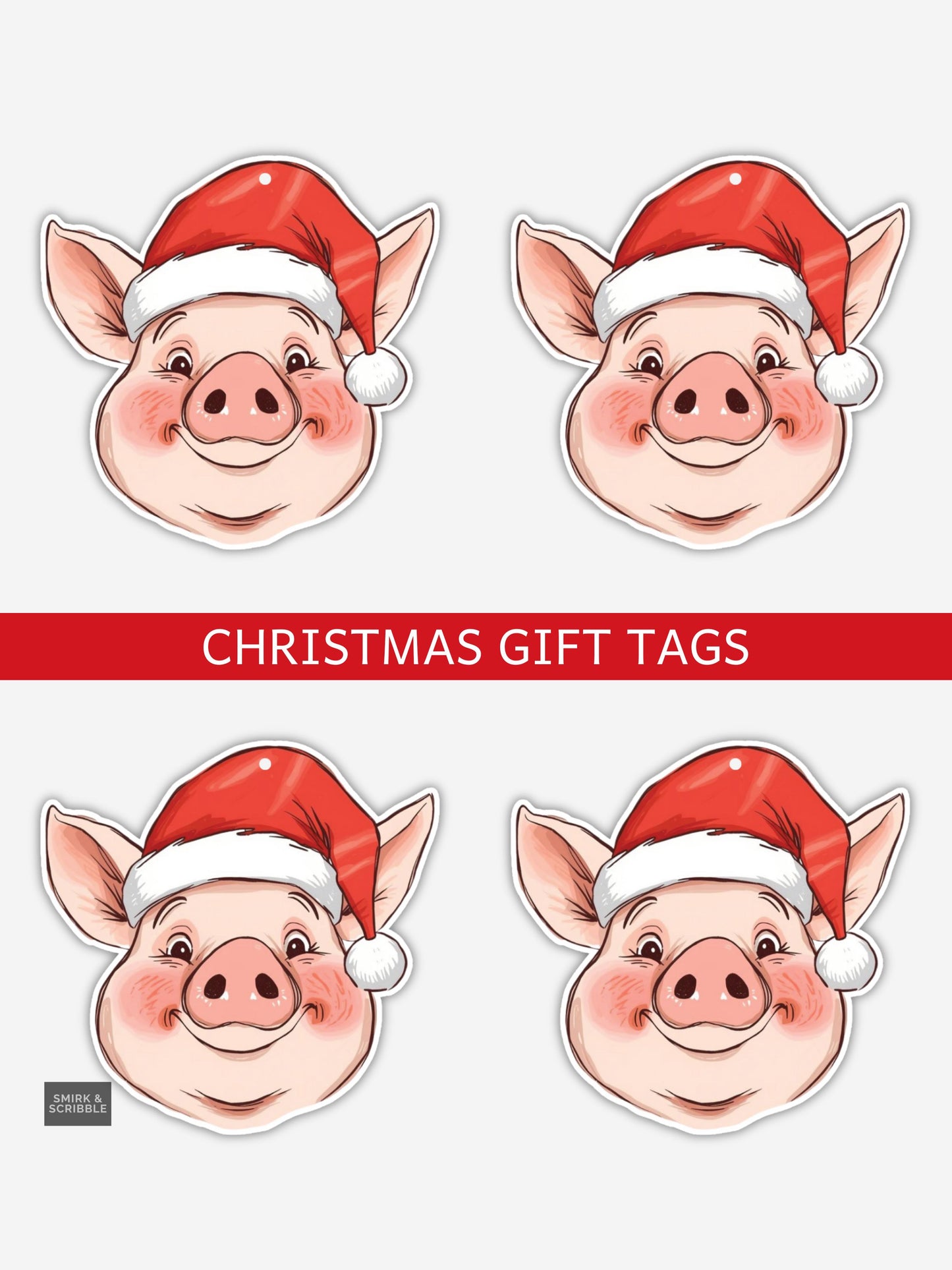Pig Christmas Gift Tags