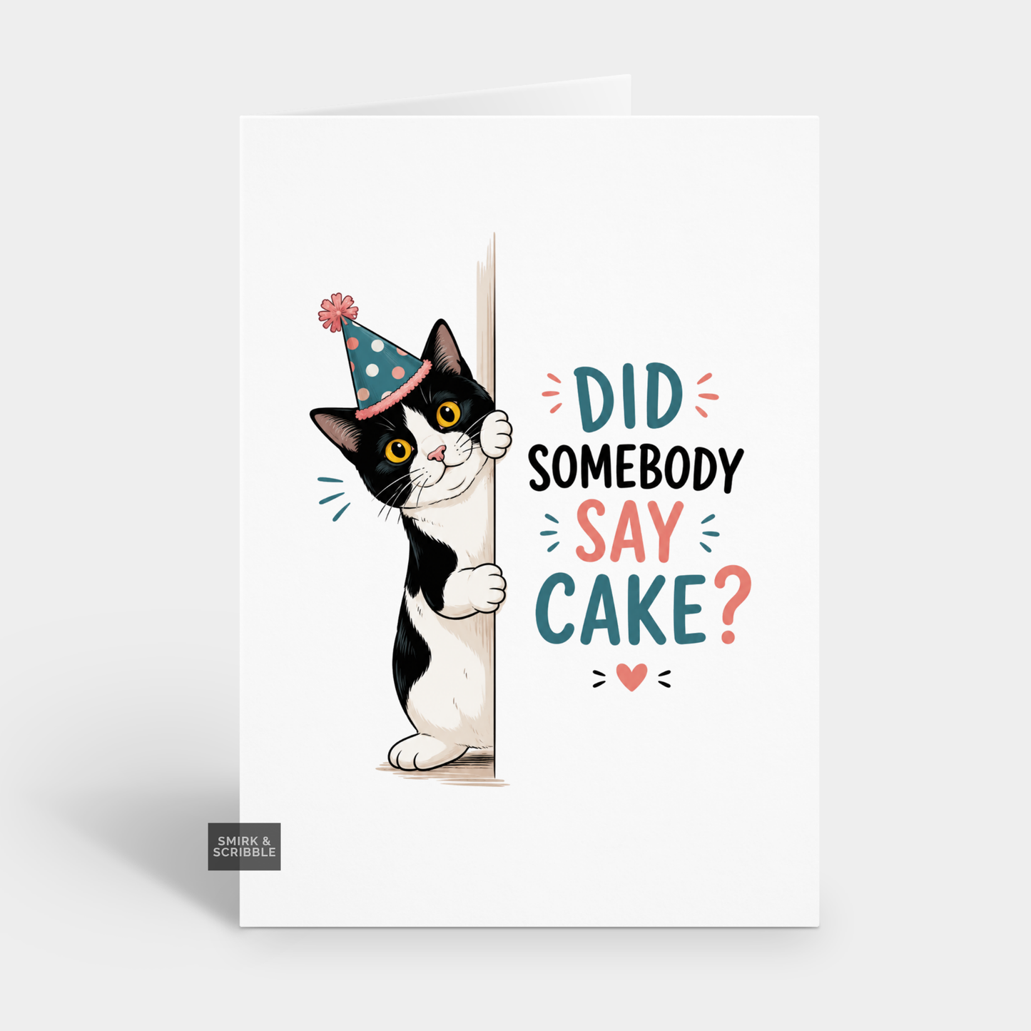Funny Birthday Card - Someone Say Cake Cat