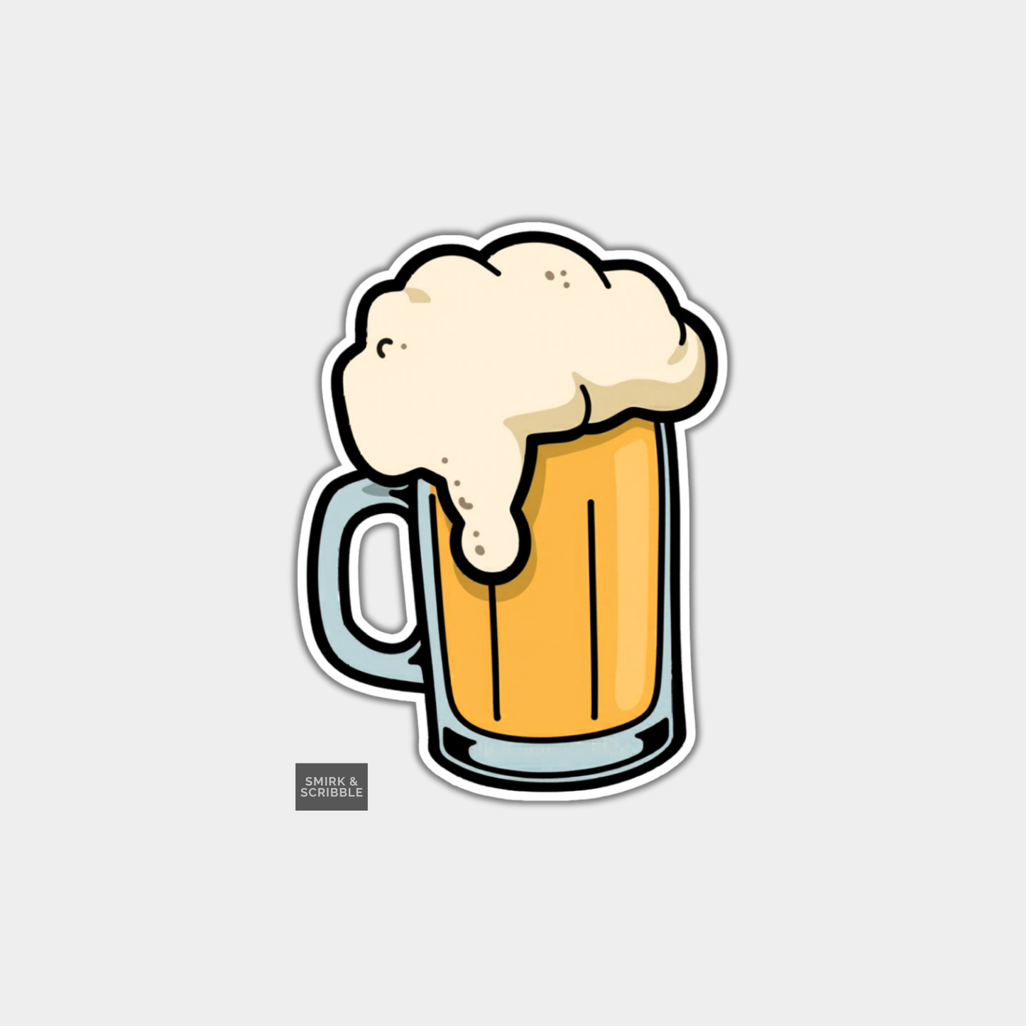 Illustration of a beer mug with foam on a light gray background