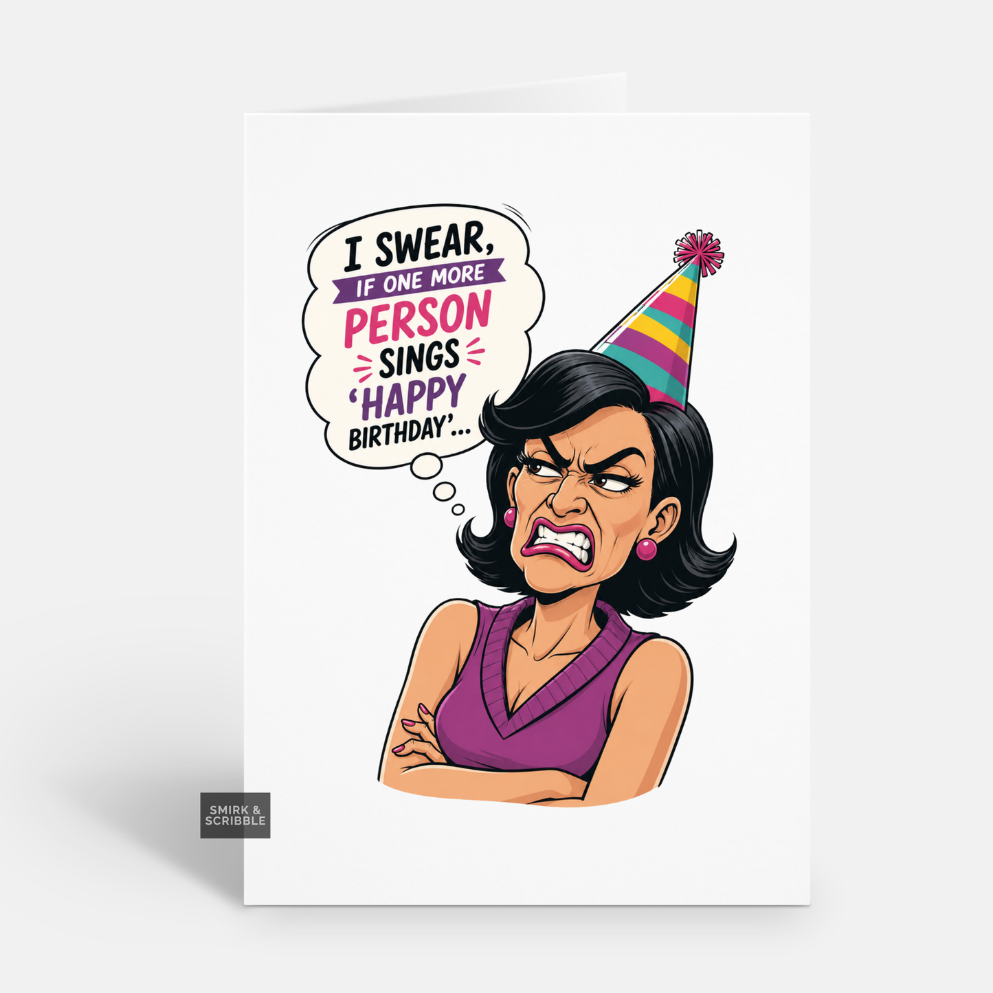Funny Birthday Card - Person Sings Woman