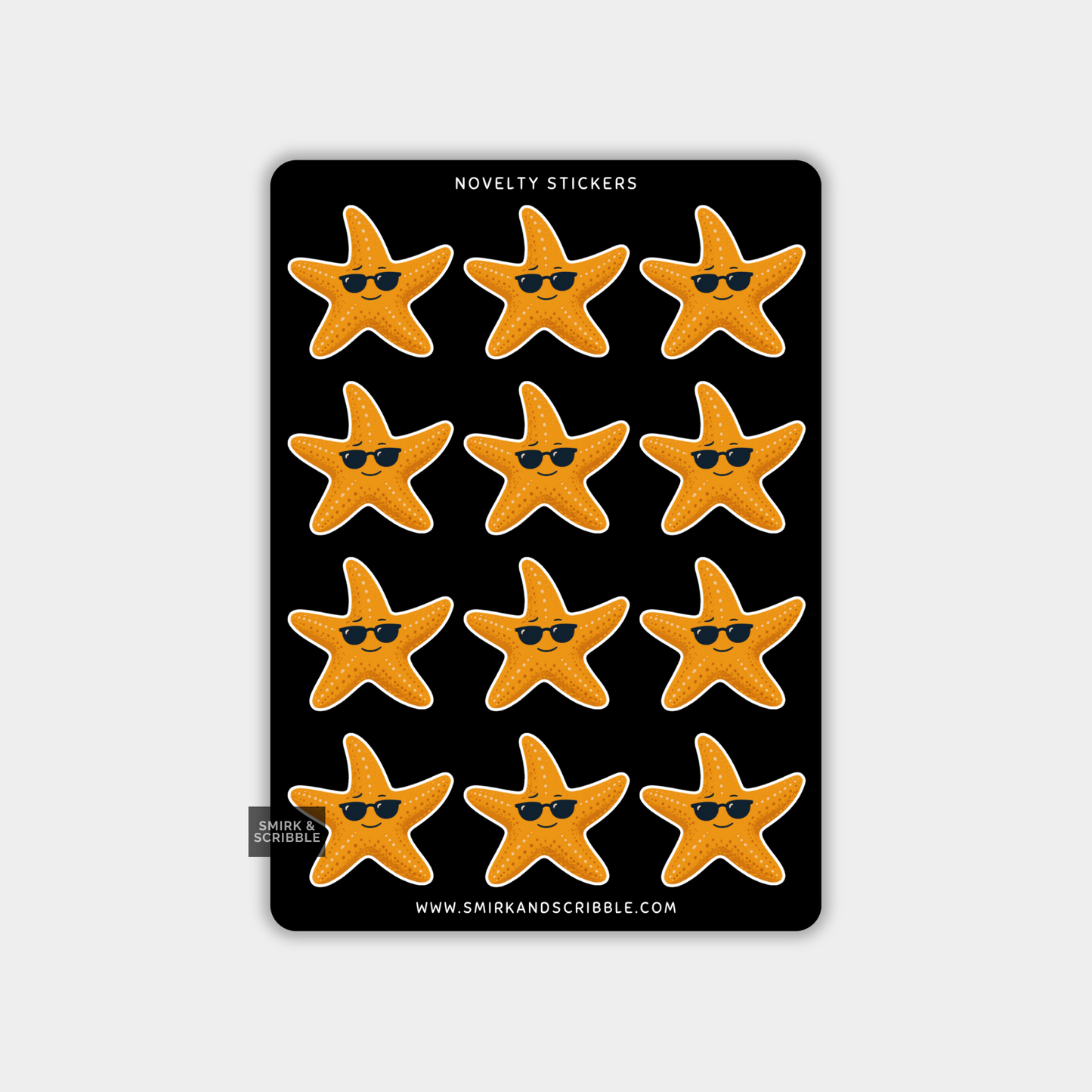 Funny Vinyl Sticker Sheet - Cute Starfish