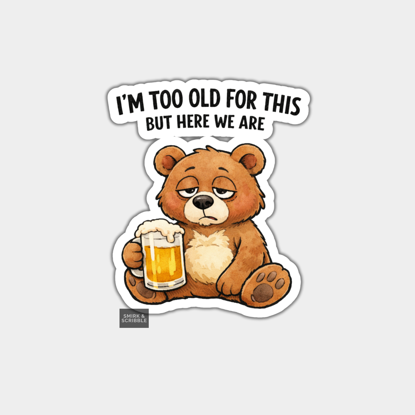 Funny Birthday Vinyl Sticker - Bear & Bear