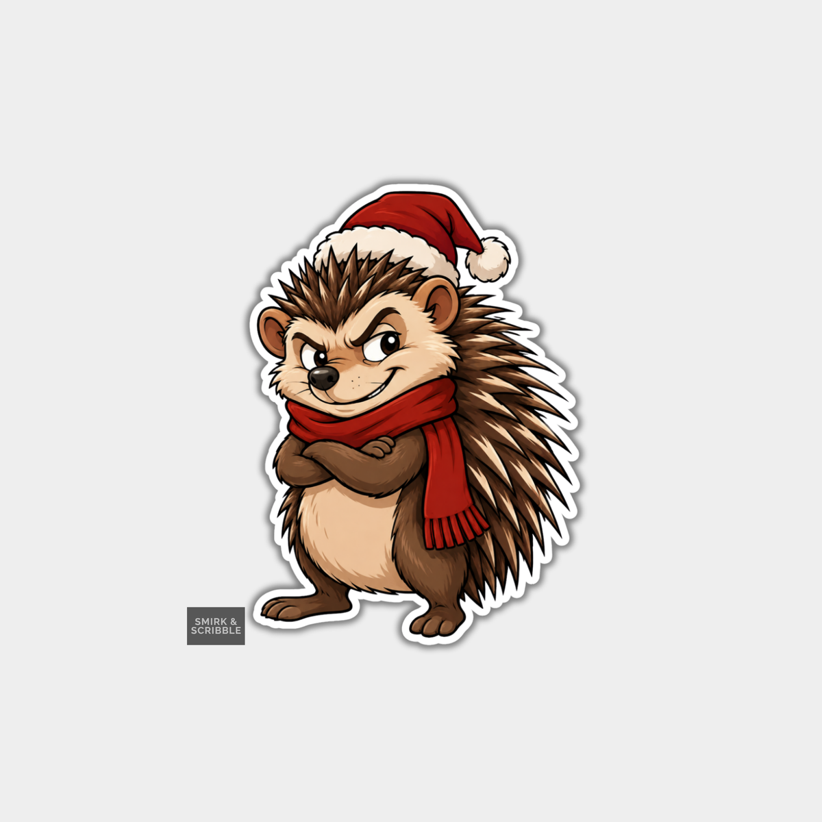 Funny Christmas Sticker - Cheeky Hedgehog Posing