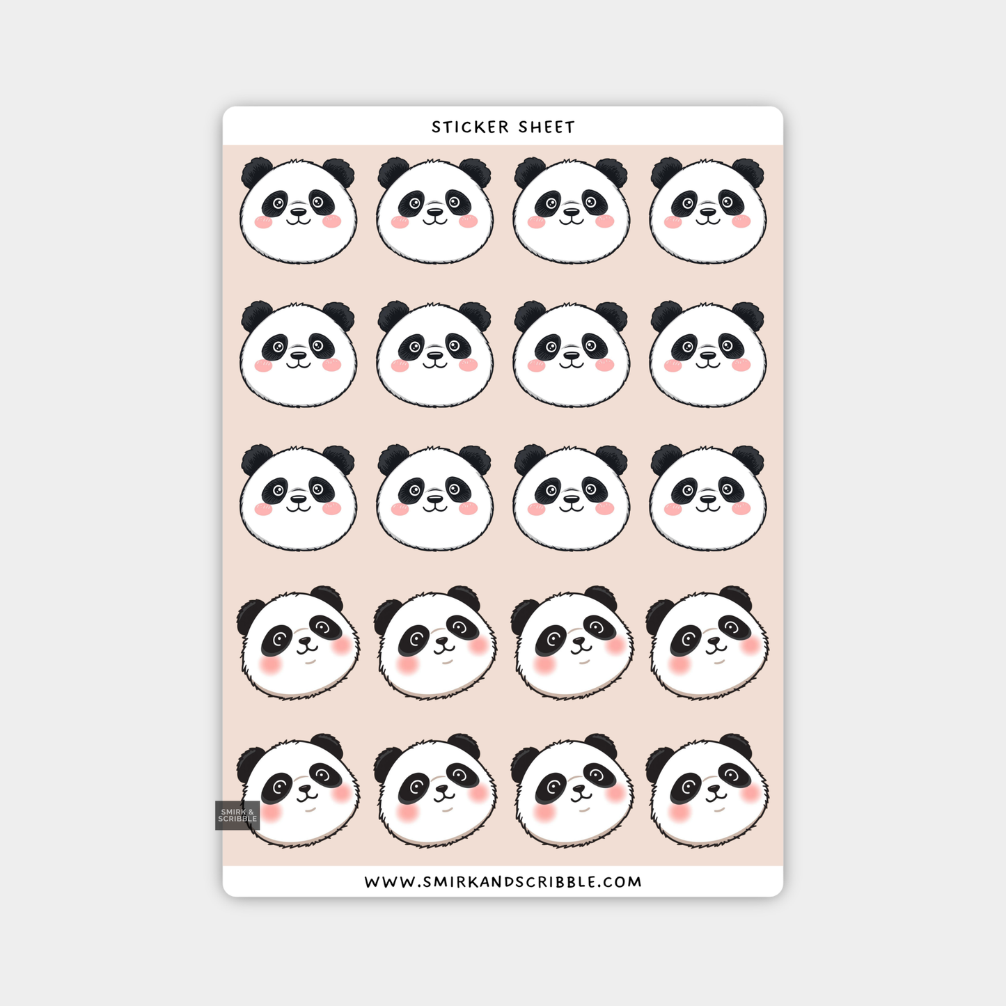 Panda Face Sticker Sheet