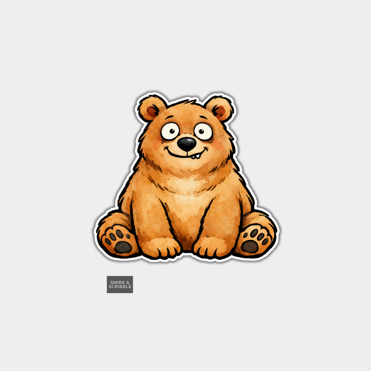 Cartoon bear sticker on a light gray background