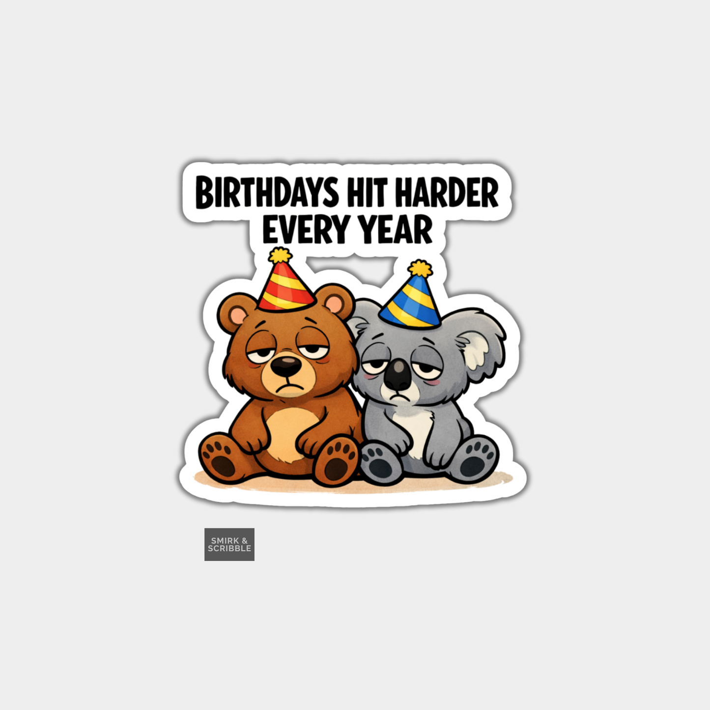Funny Birthday Vinyl Sticker - Bears