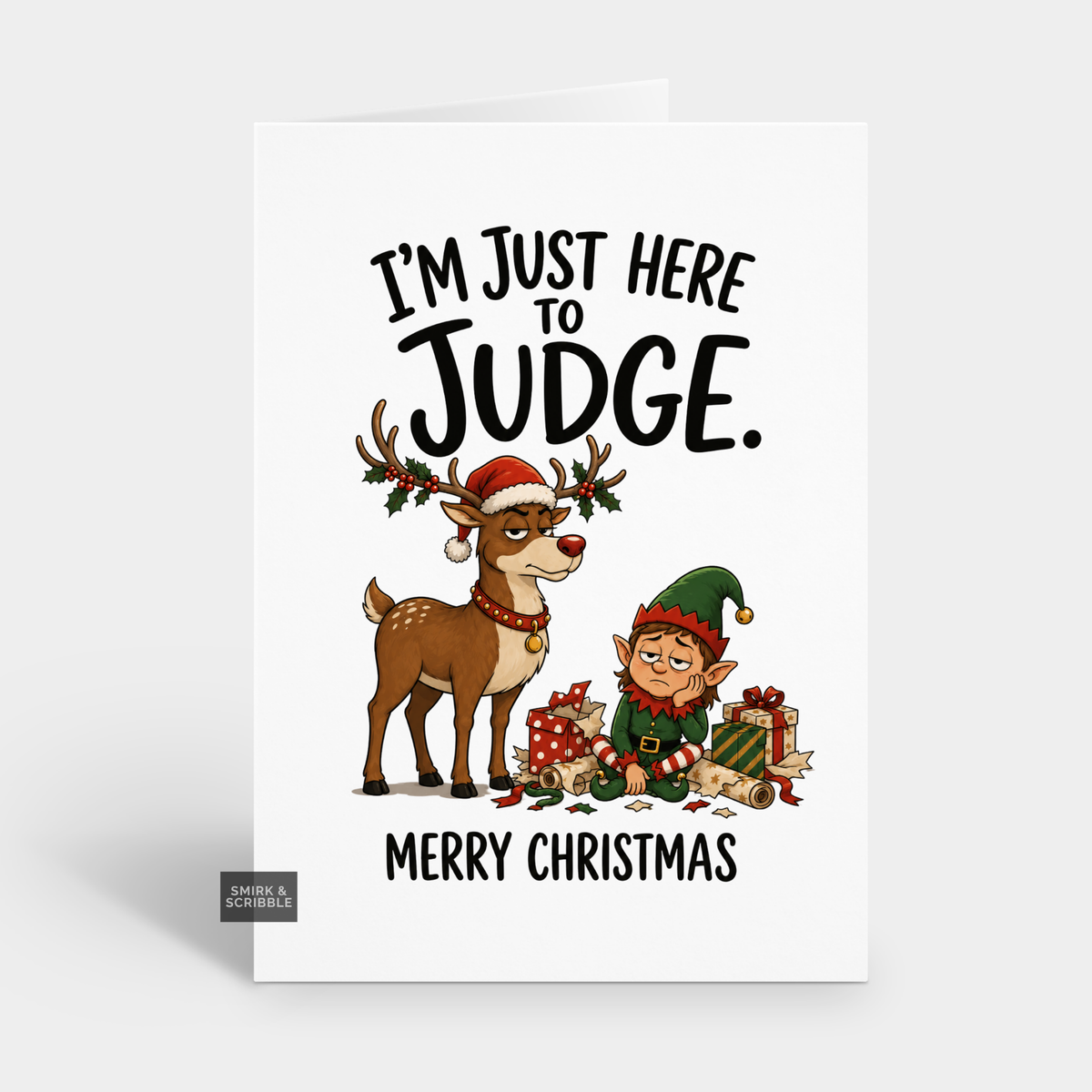 Funny Christmas Card - Here To Judge