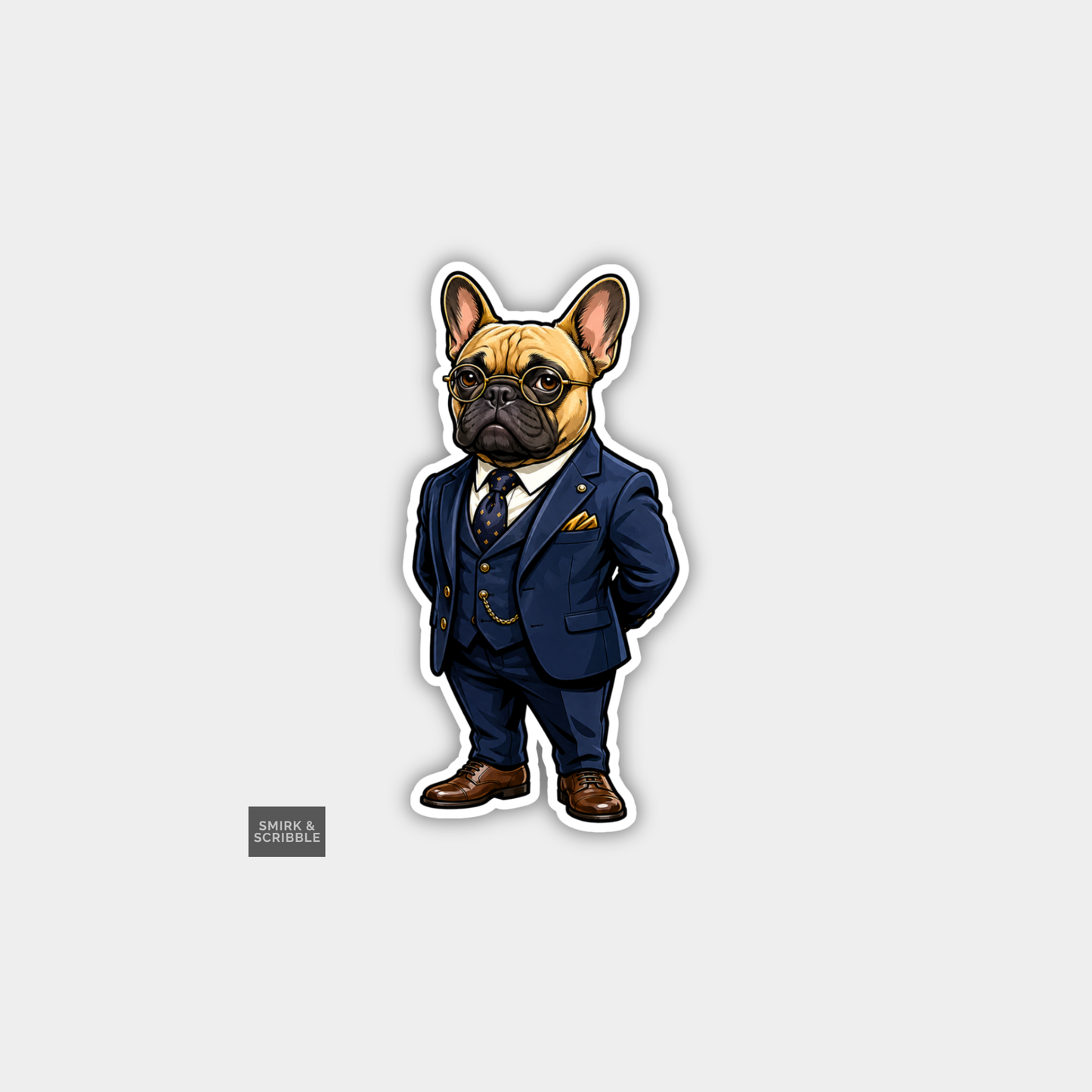 Funny Character Vinyl Sticker - Dog In Suit