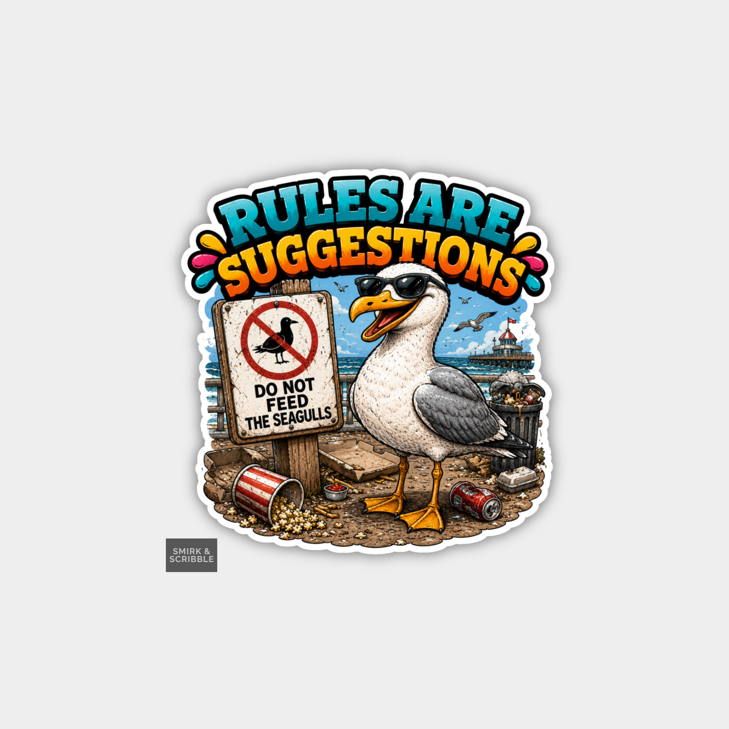 Funny Vinyl Die Cut Sticker - Don't Feed Seagulls