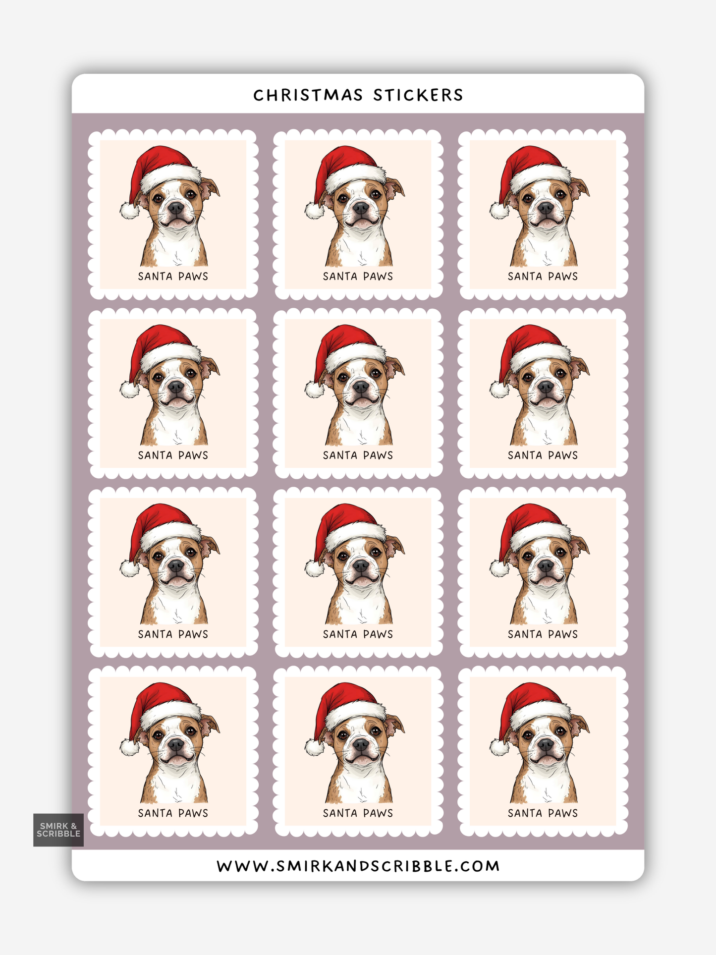 Santa Paws Christmas Stamp Stickers