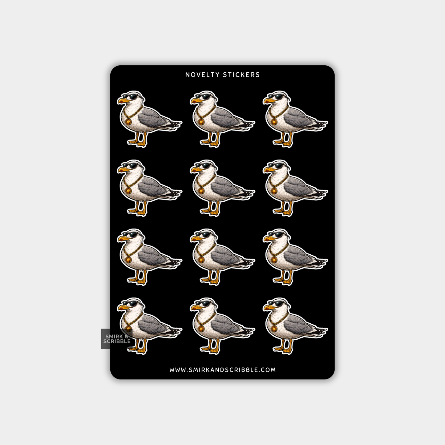 Funny Vinyl Sticker Sheet - Cool Seagull