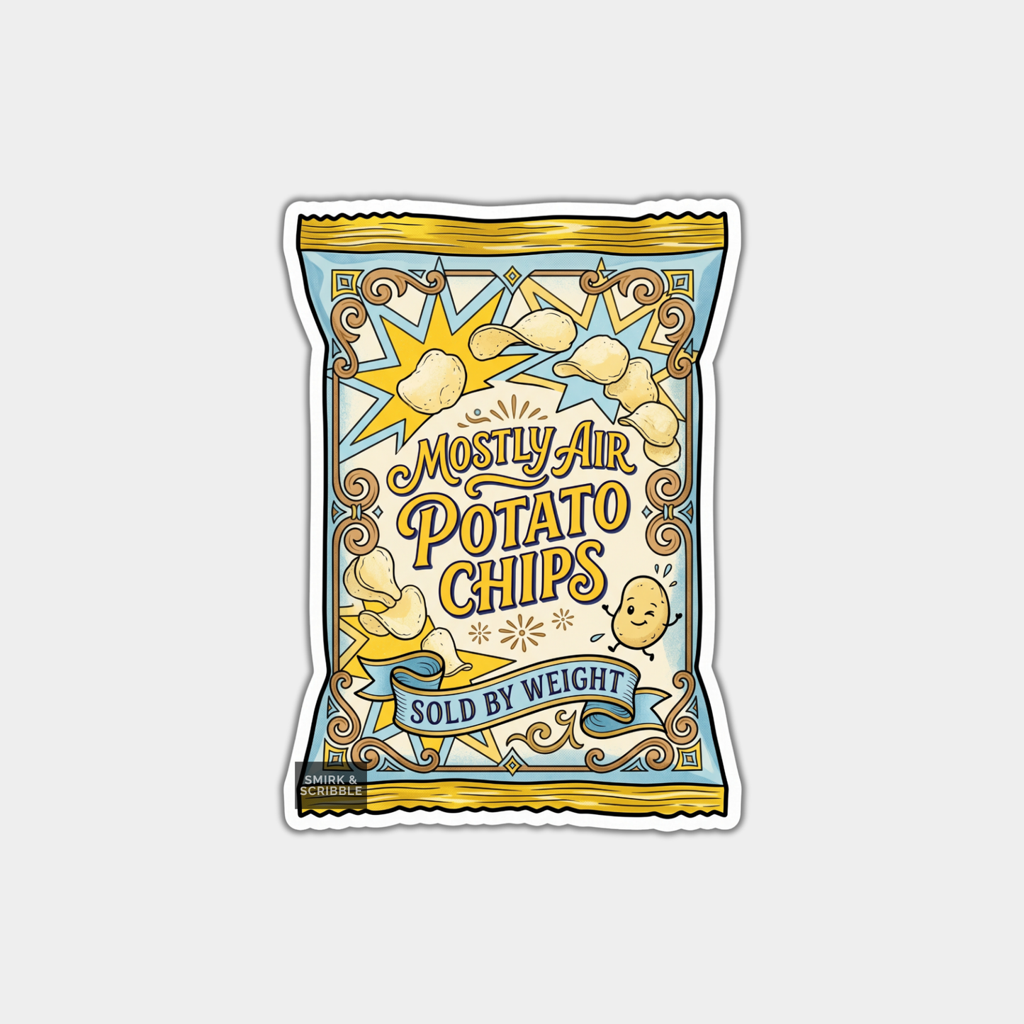 Funny Die Cut Vinyl Sticker - Potato Chips