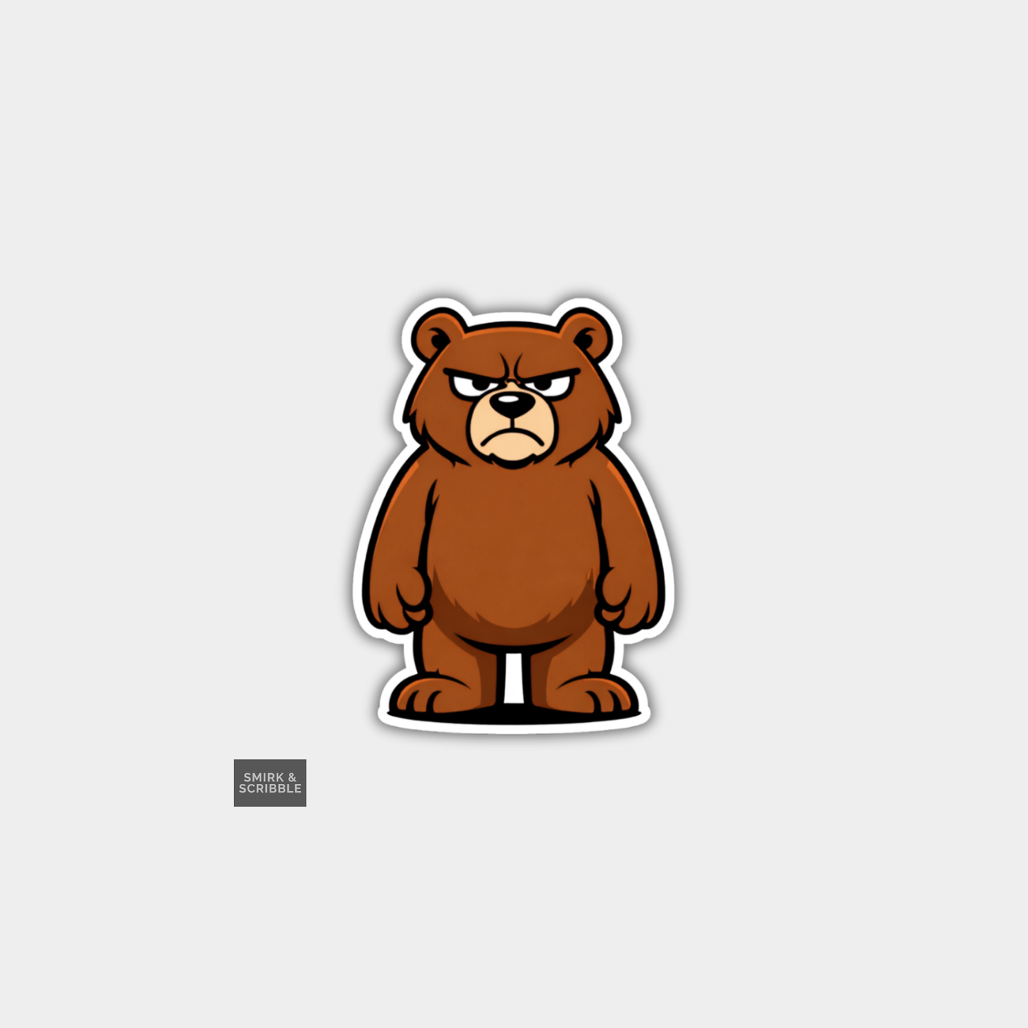 Funny Grumpy Character Vinyl Sticker - Bear