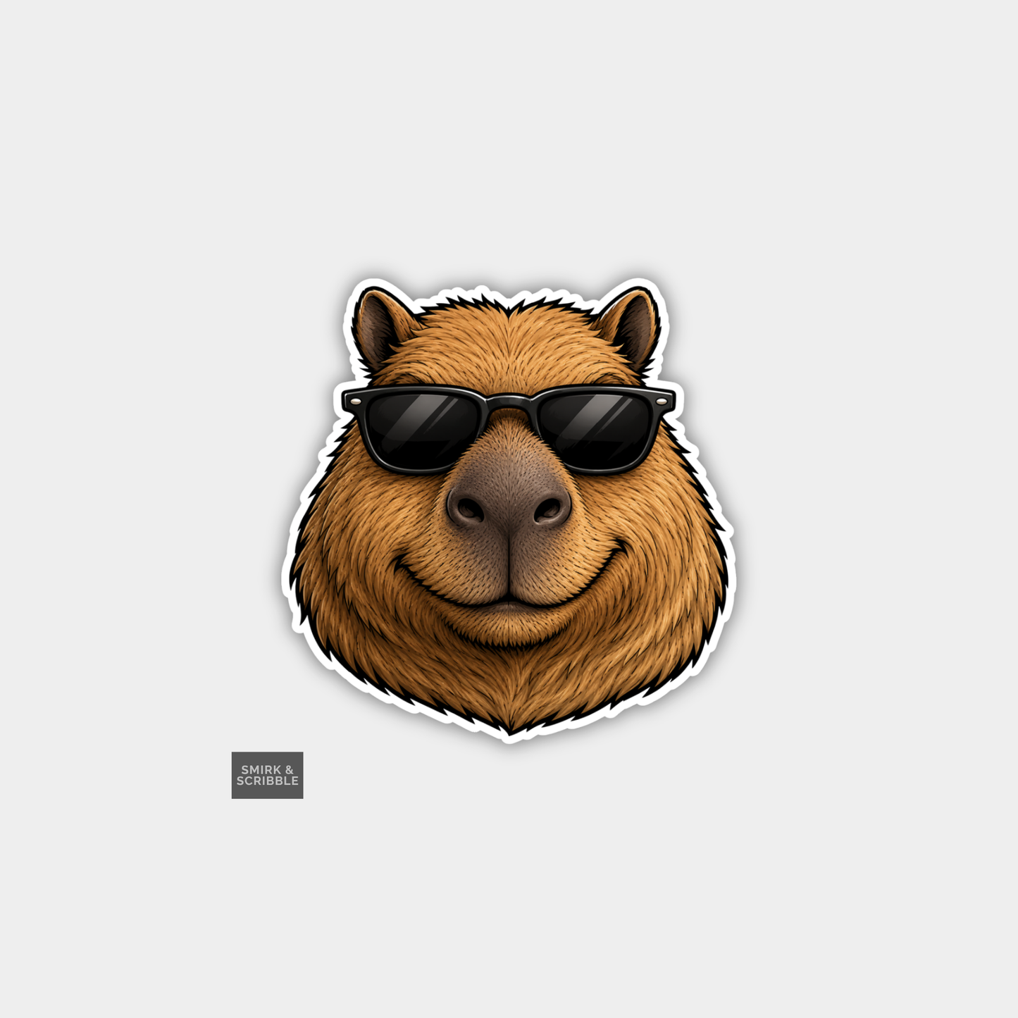 Funny Character Vinyl Sticker - Smiling Capybara