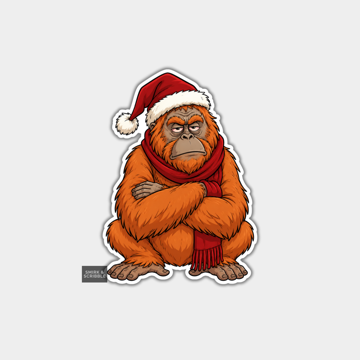 Funny Christmas Sticker - Judgy Unimpressed Monkey