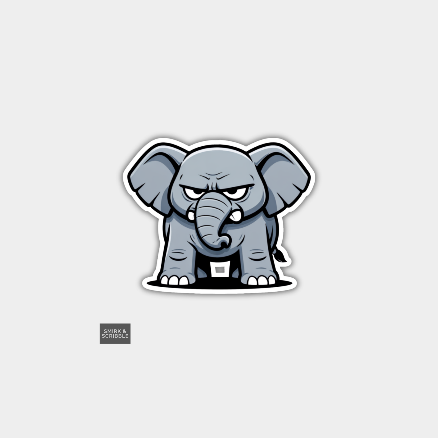 Funny Grumpy Character Vinyl Sticker - Elephant