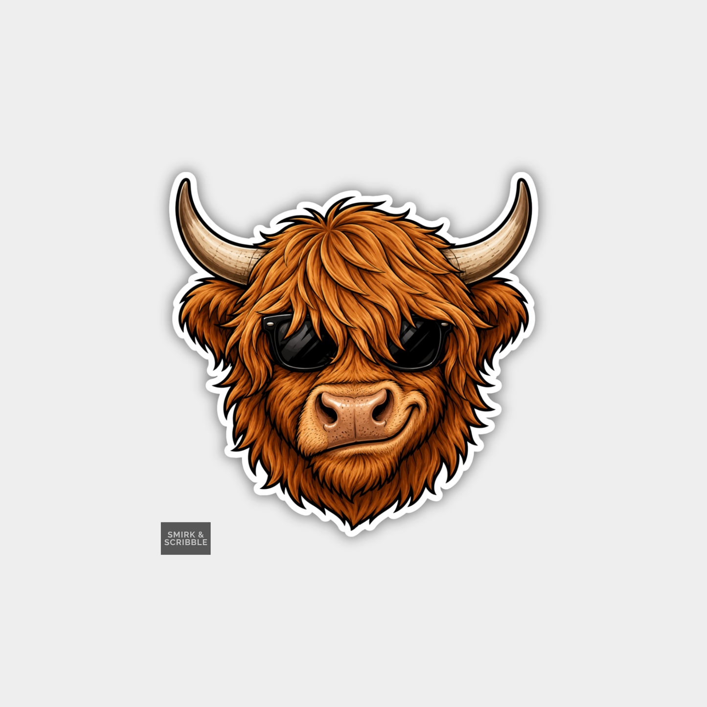 Funny Character Vinyl Sticker - Smiling Cow