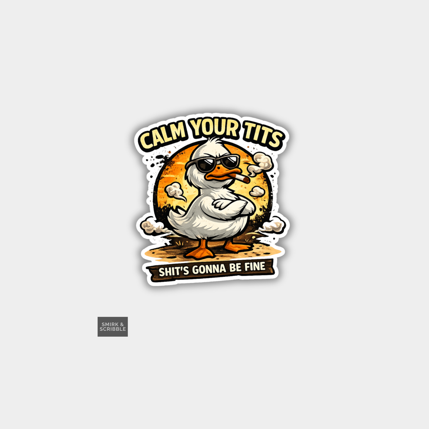 Funny Vinyl Die Cut Sticker - Calm Duck