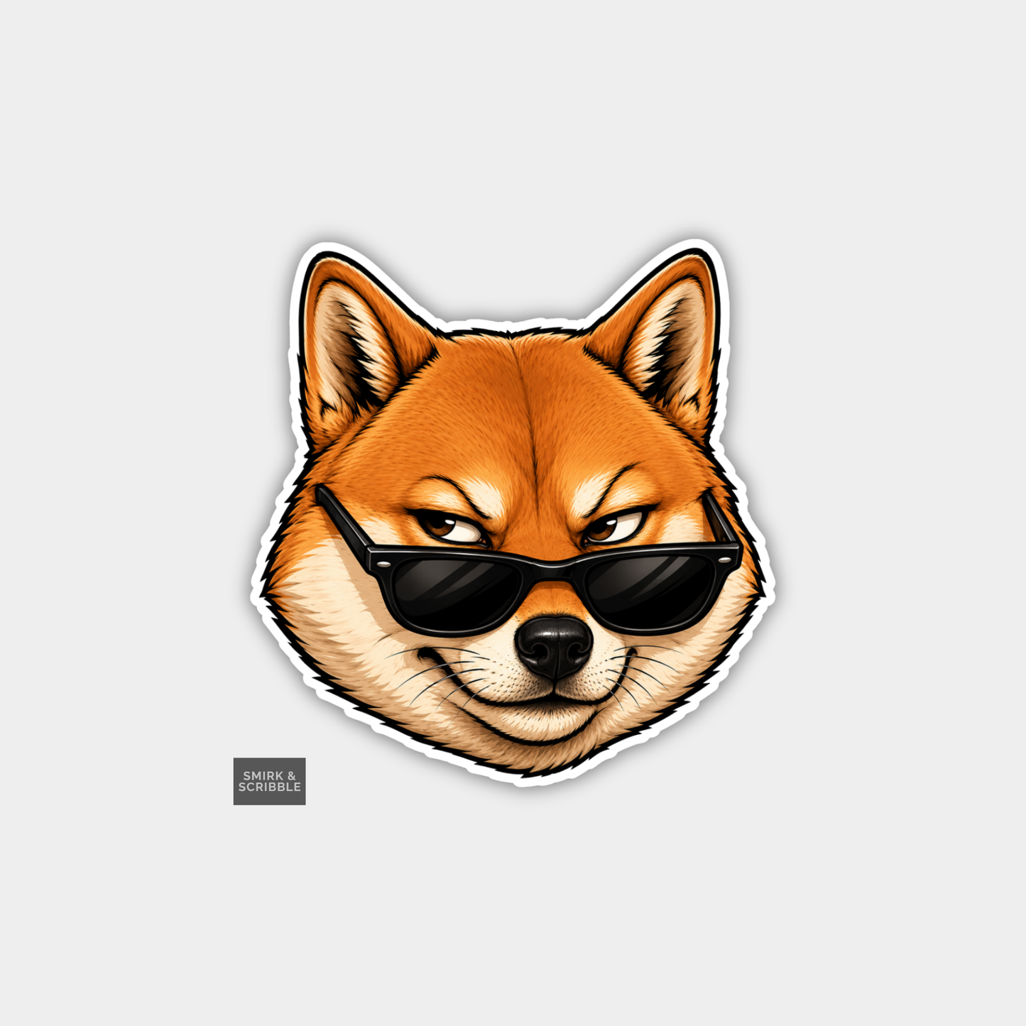 Funny Character Vinyl Sticker - Crafty Shiba Inu Dog