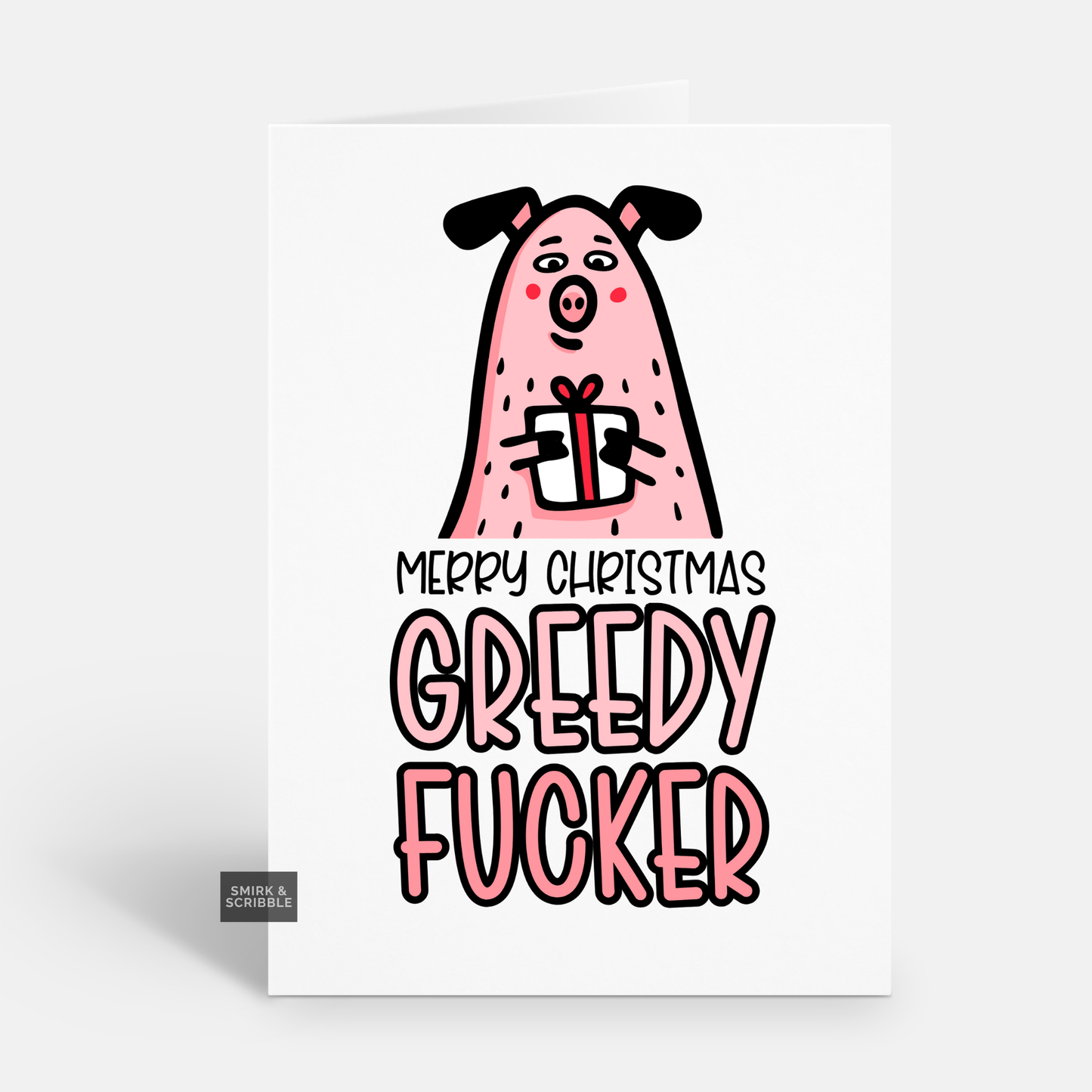 Greedy Pig Christmas Card