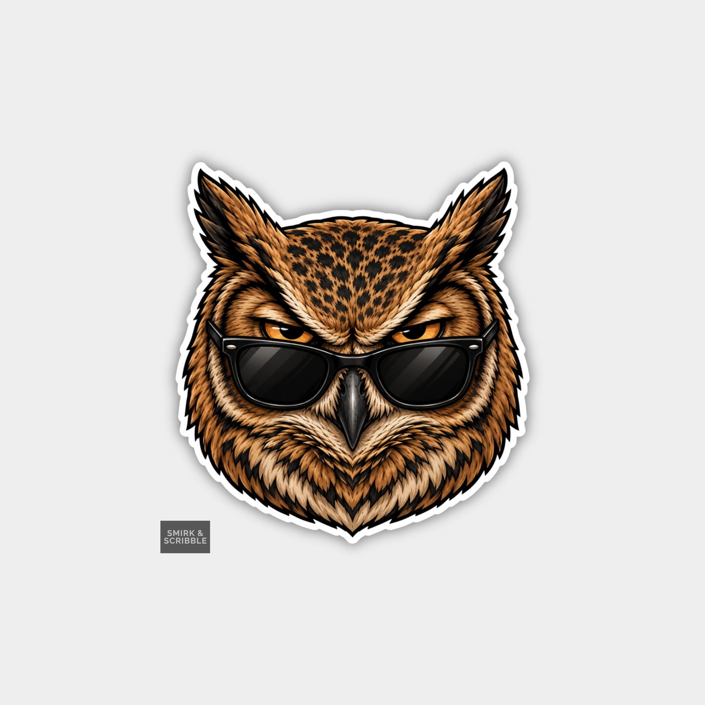 Funny Character Vinyl Sticker - Cool Owl In Sunglasses
