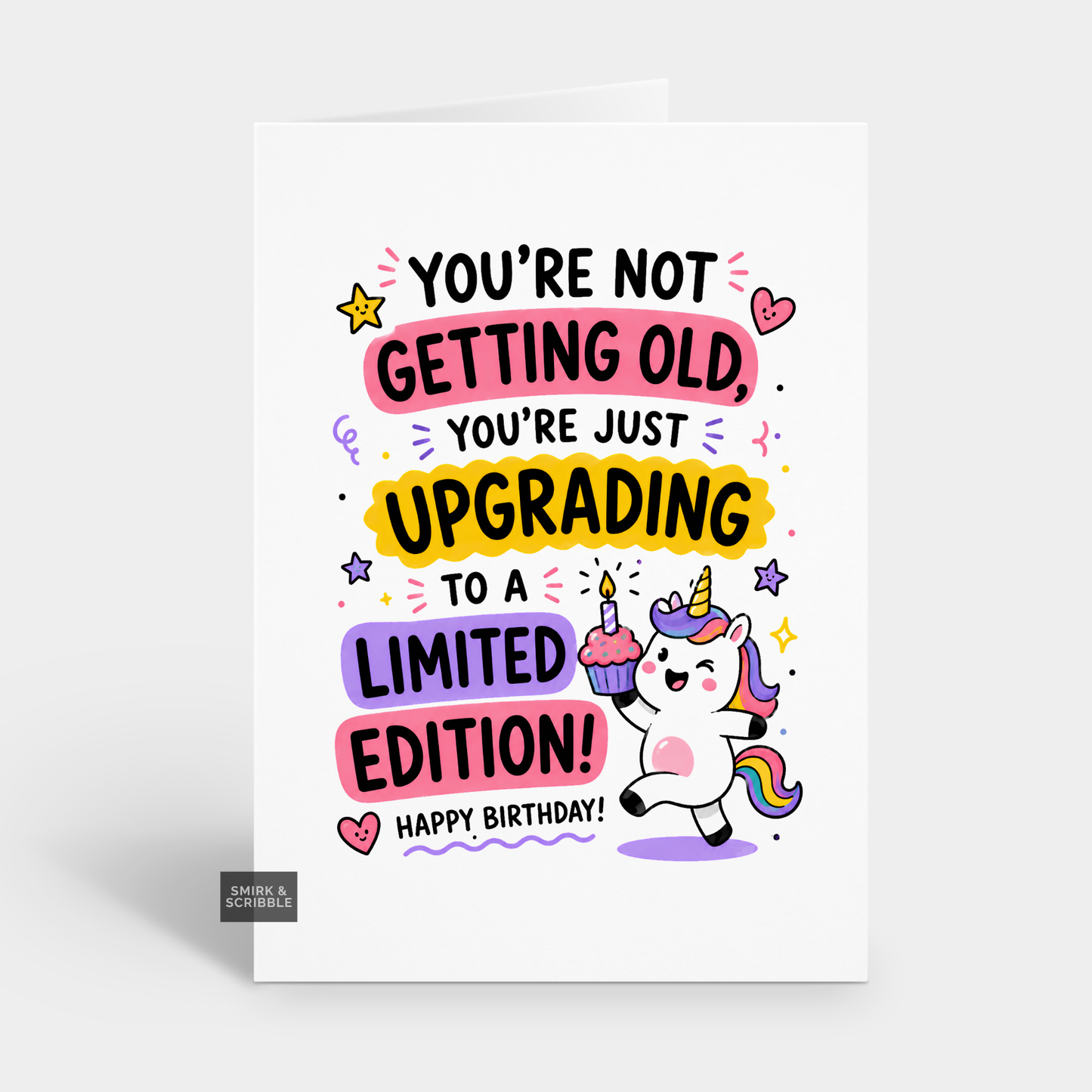 Funny Birthday Card - Upgrading Unicorn