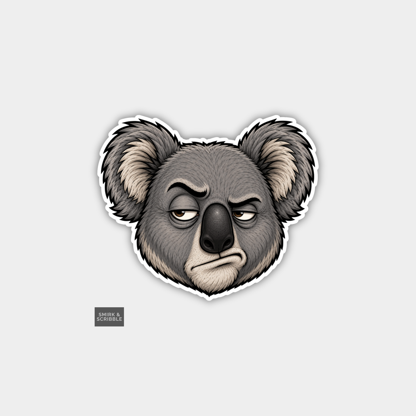 Funny Character Vinyl Sticker - Disgusted Koala Face