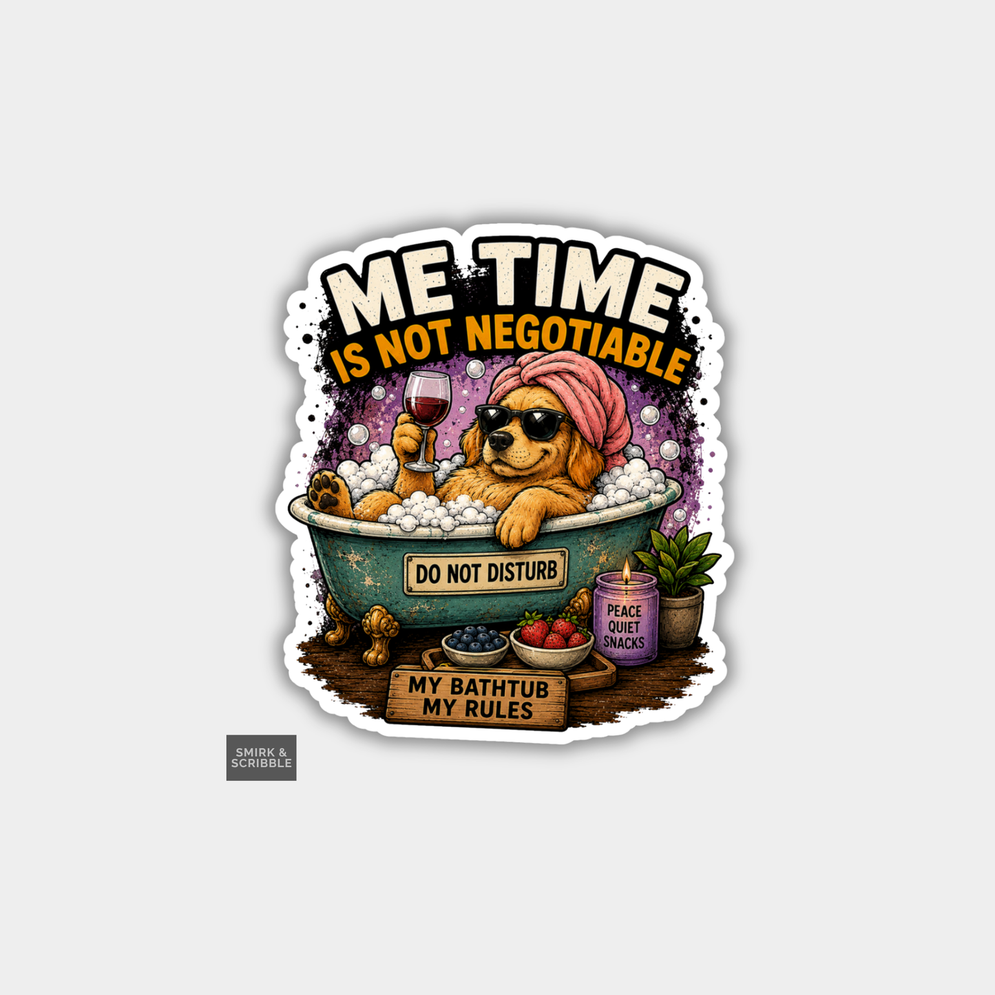 Funny Vinyl Die Cut Sticker - Me Time Dog